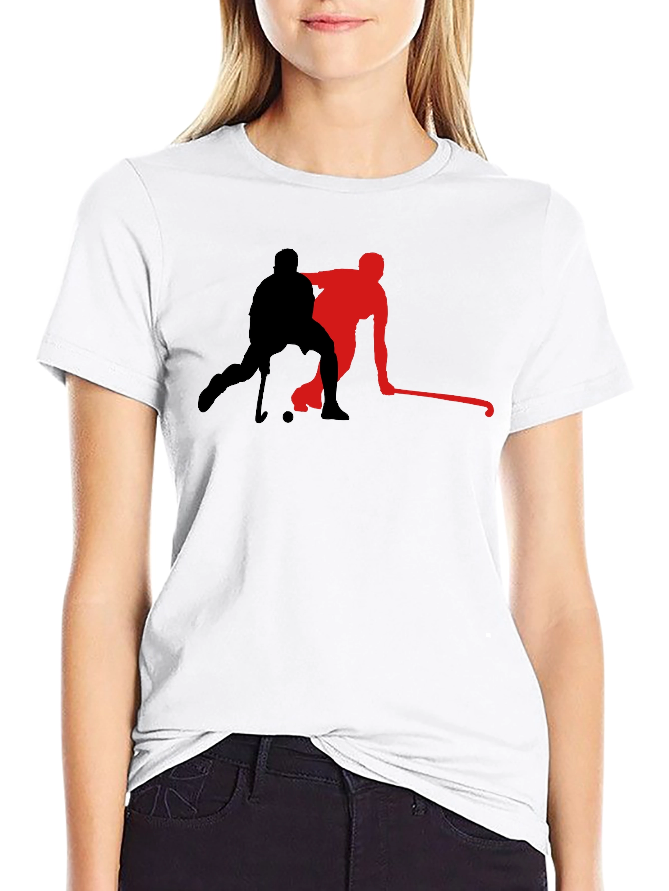 Hockey Player Graphic Tee - Black