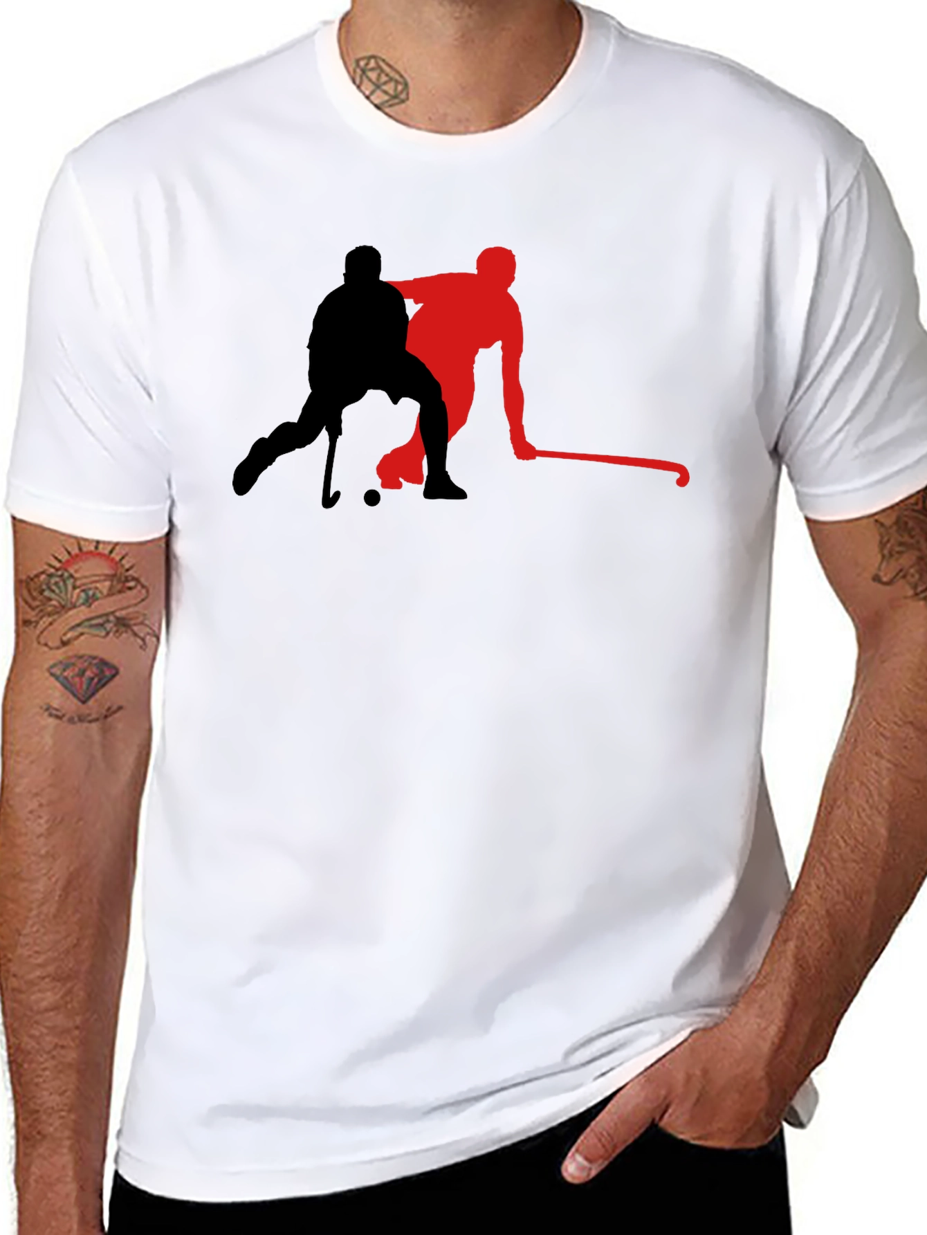 Hockey Player Graphic Tee - Black