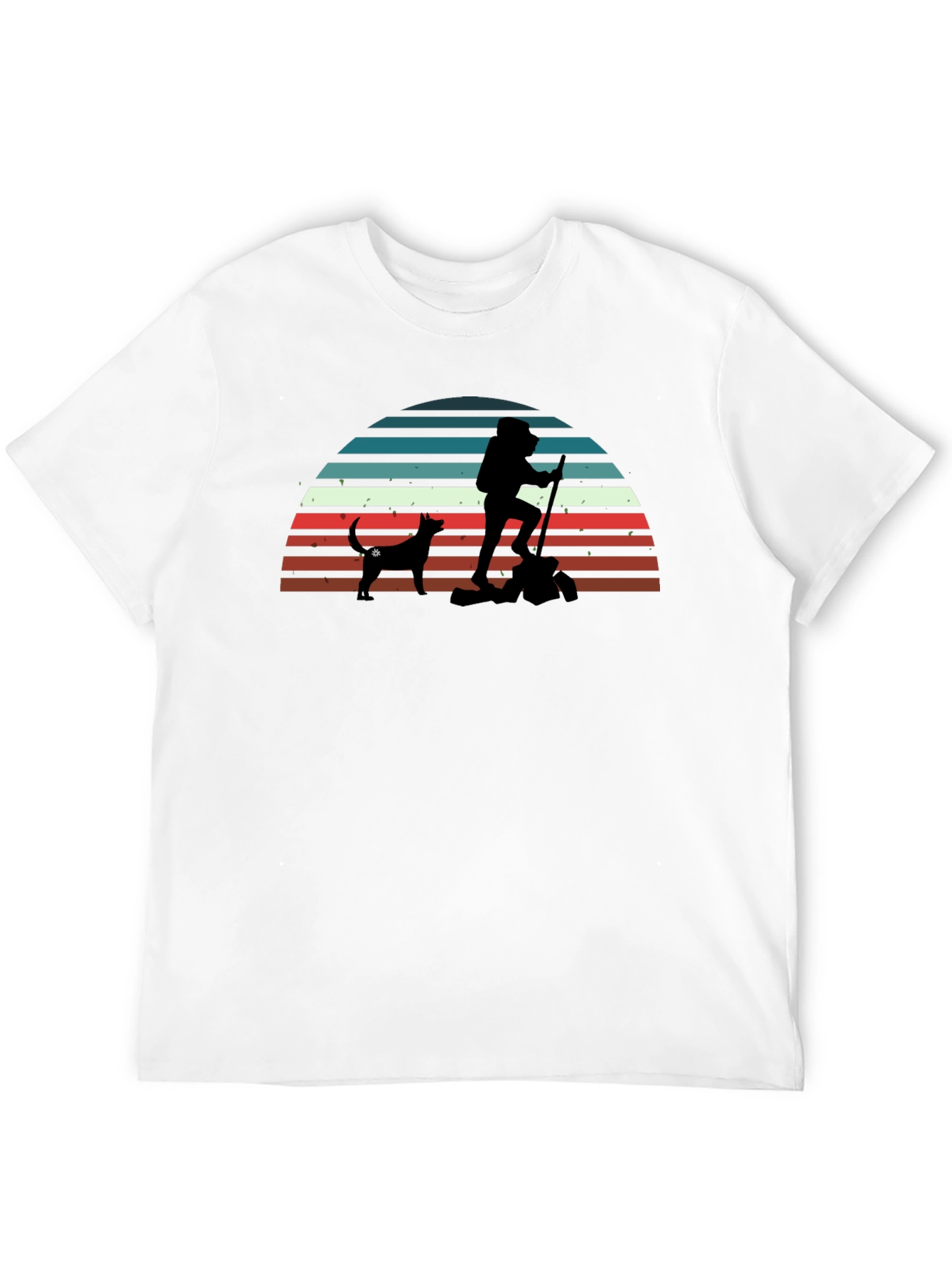 Hiking Dog Retro Black T-Shirt
