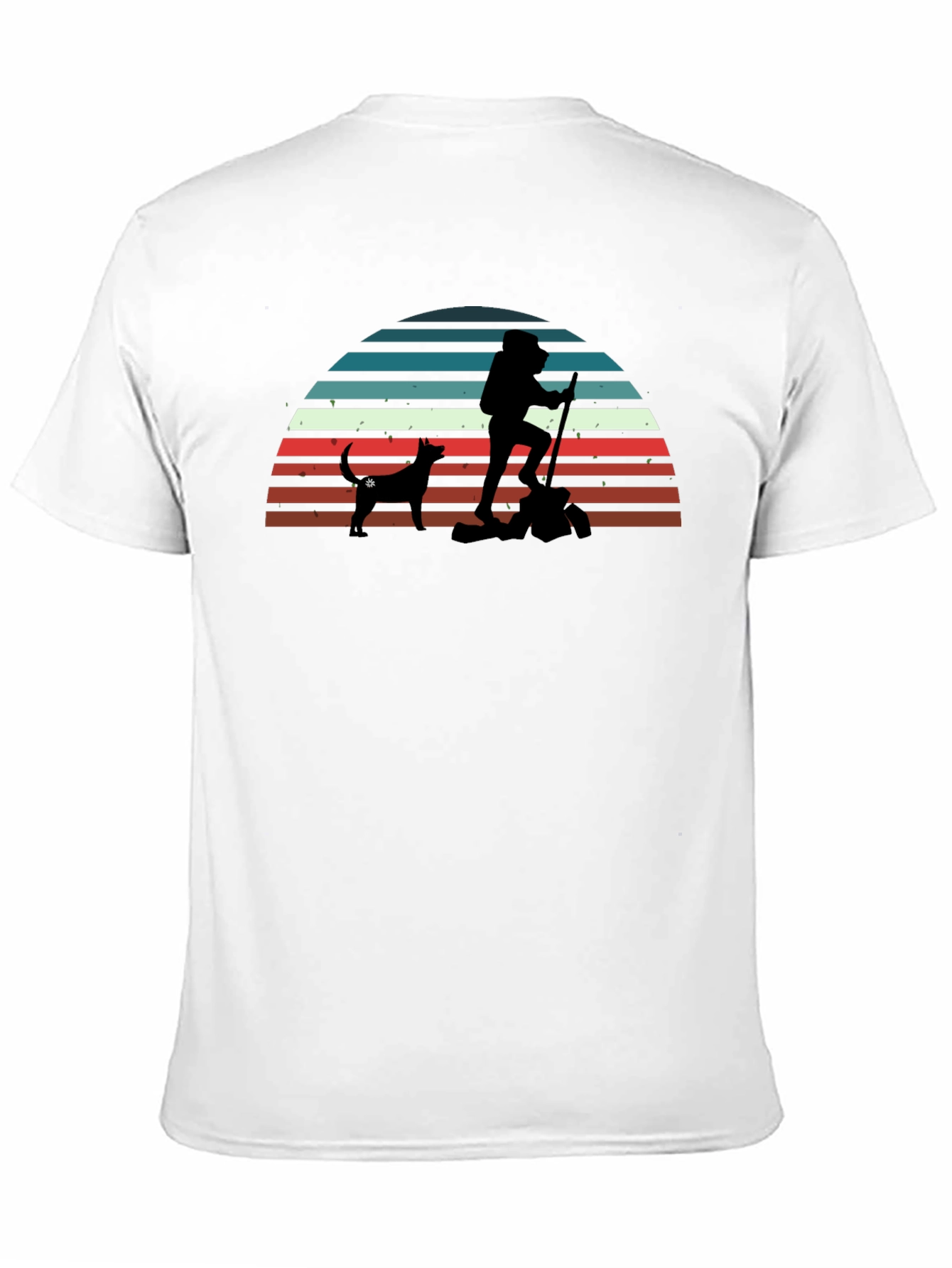 Hiking Dog Retro Black T-Shirt