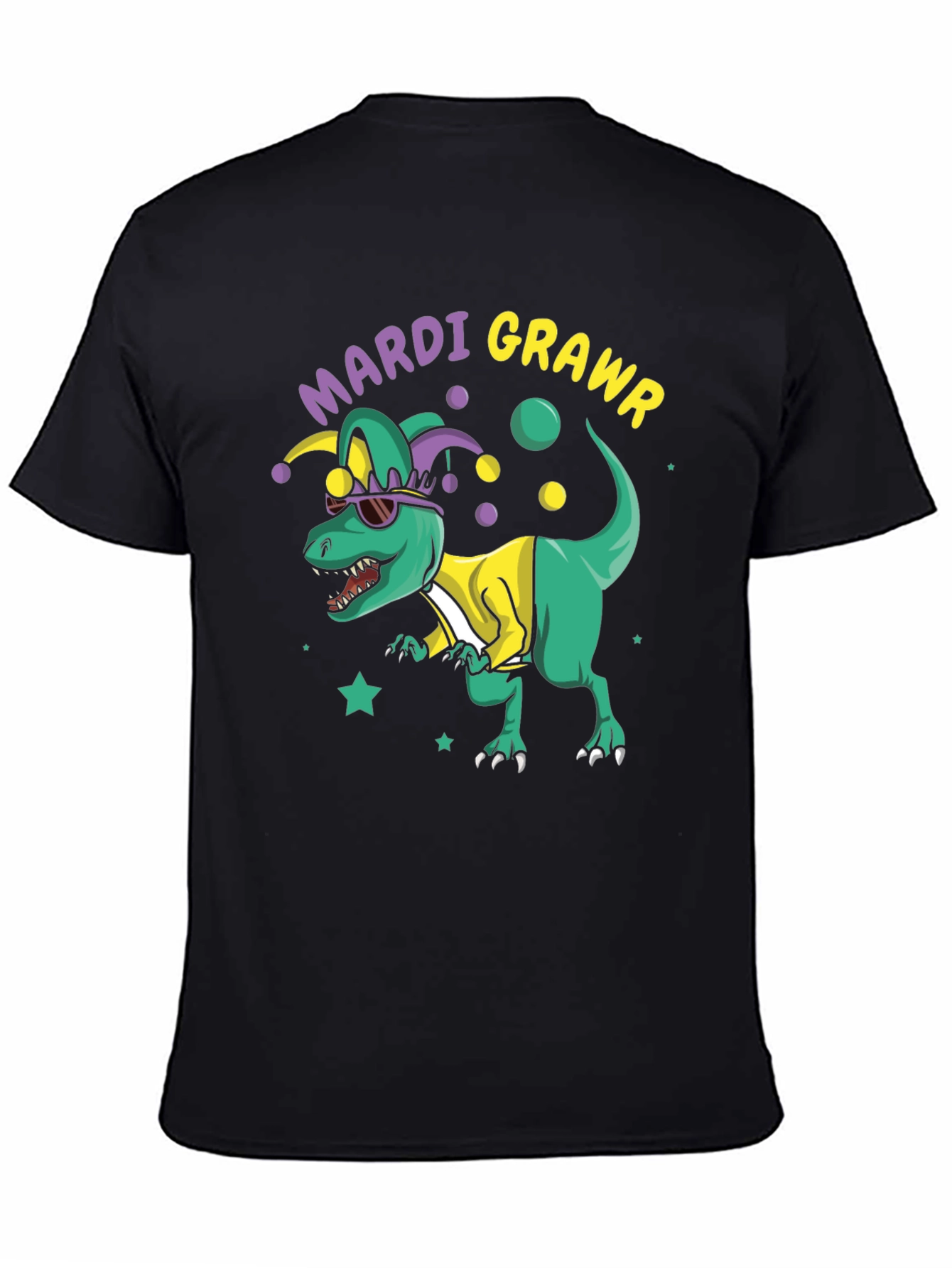 Mardi Grawr T-Rex Mens Black T-Shirt