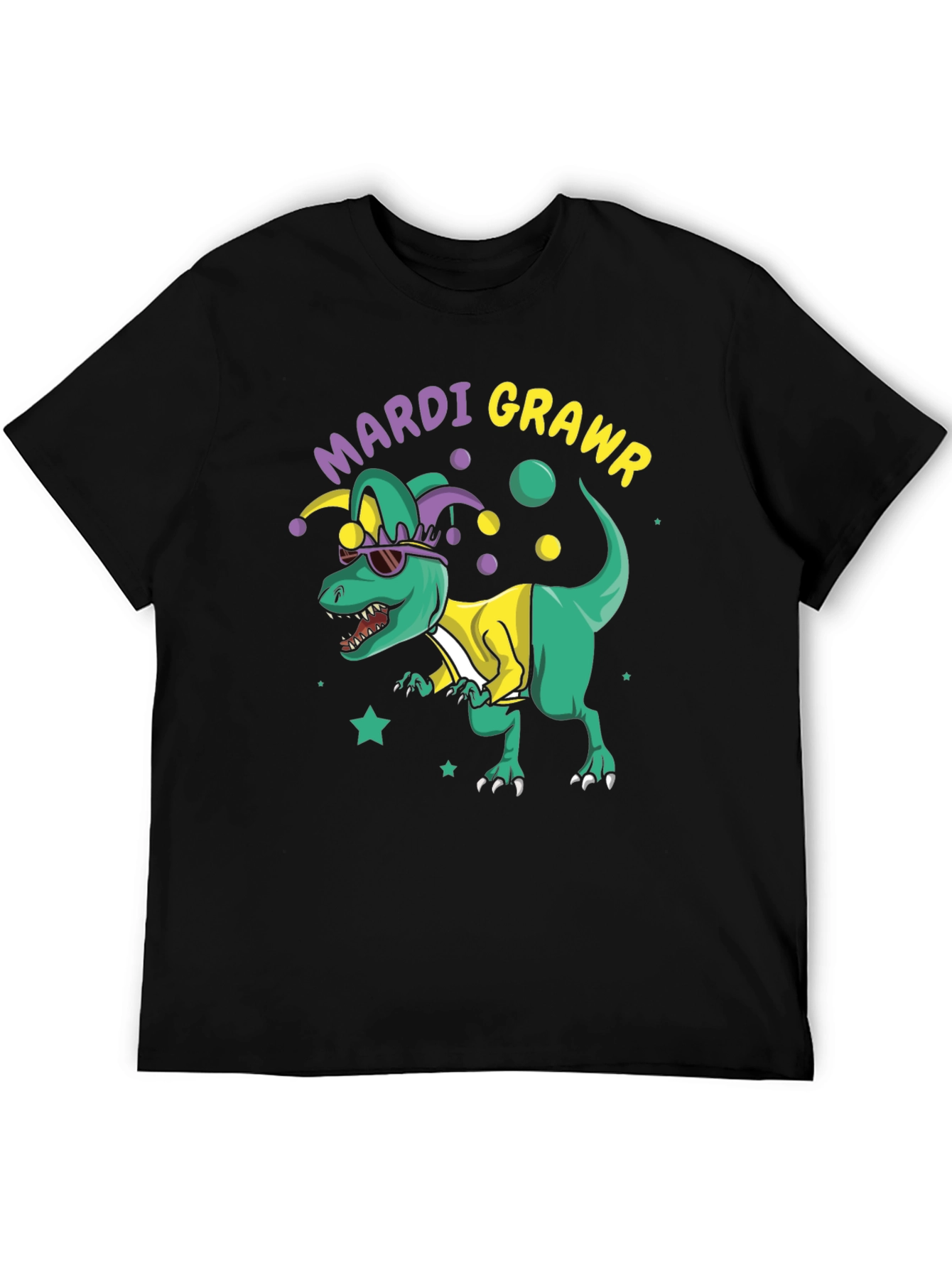 Mardi Grawr T-Rex Mens Black T-Shirt