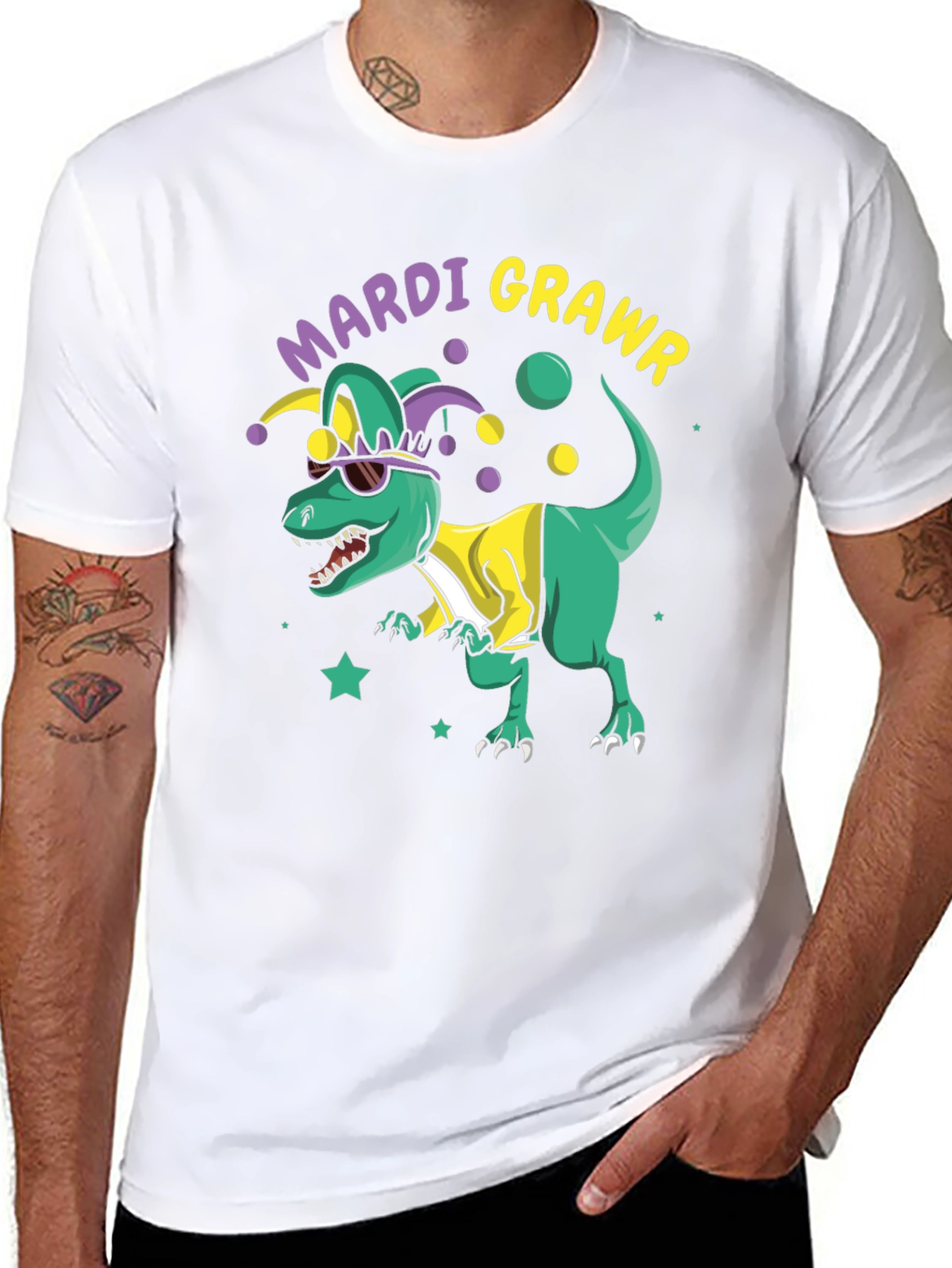 Mardi Grawr T-Rex Mens Black T-Shirt