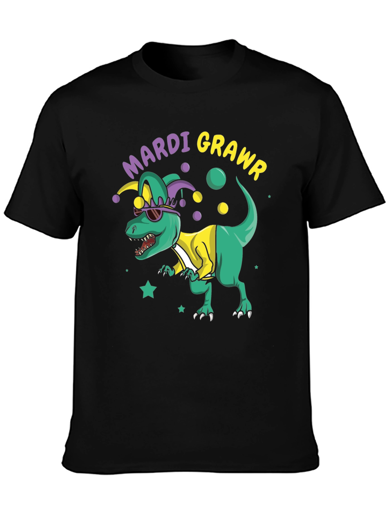 Mardi Grawr T-Rex Mens Black T-Shirt