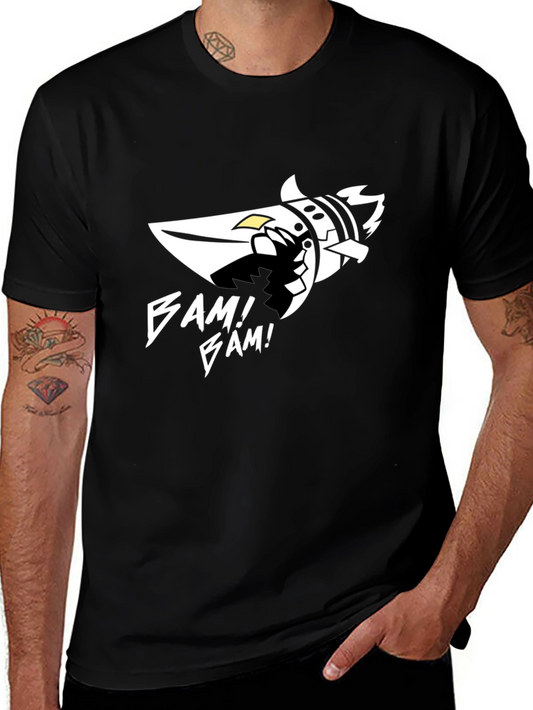 Bam! Bam! Graphic Tee - Black Cotton Blend T-Shirt