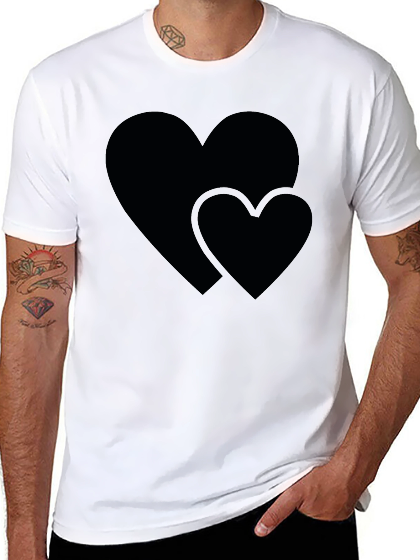 Heart Graphic Black Crew Neck Tee