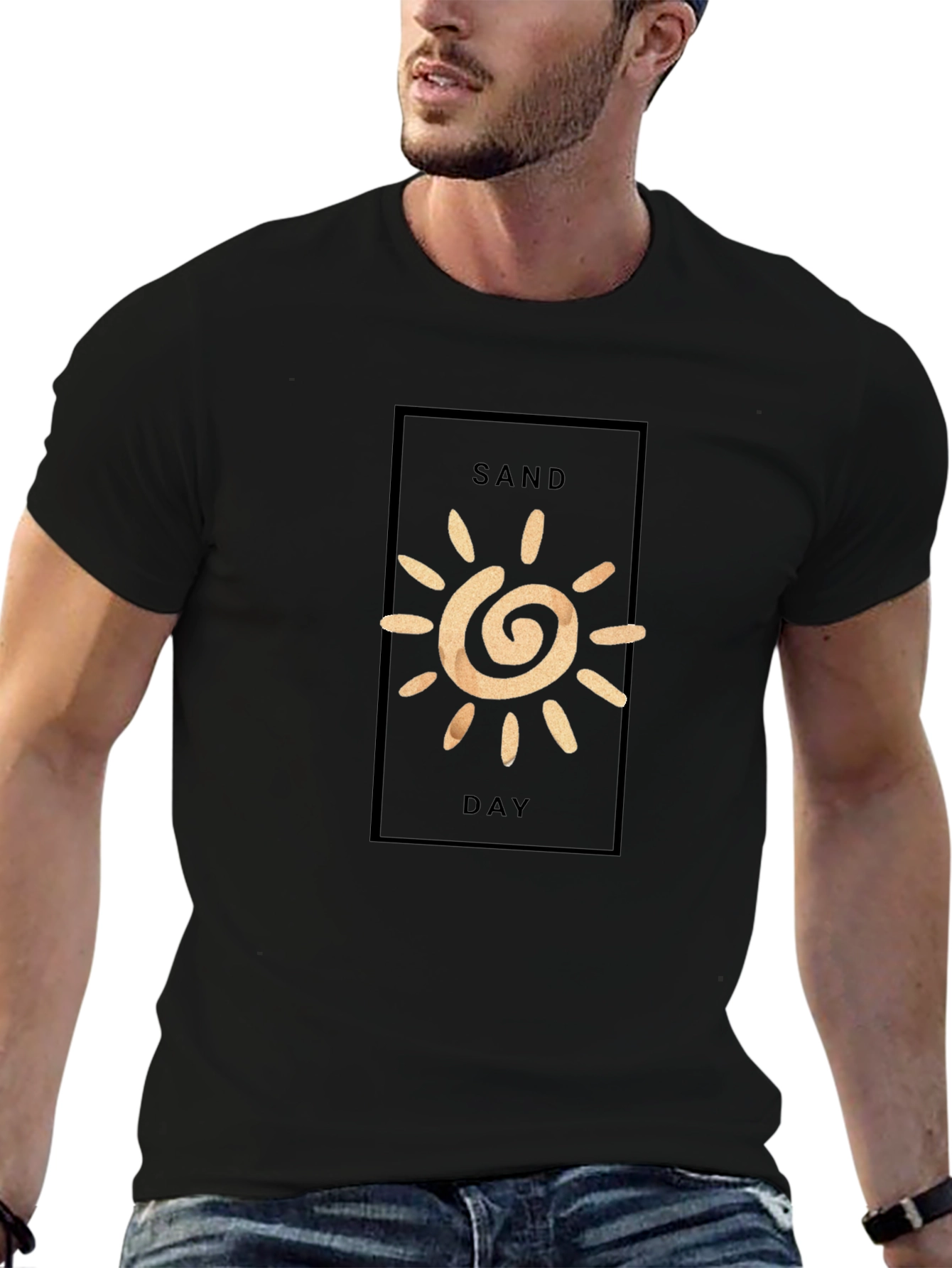 Sand Day Graphic Tee - Black Casual T-Shirt