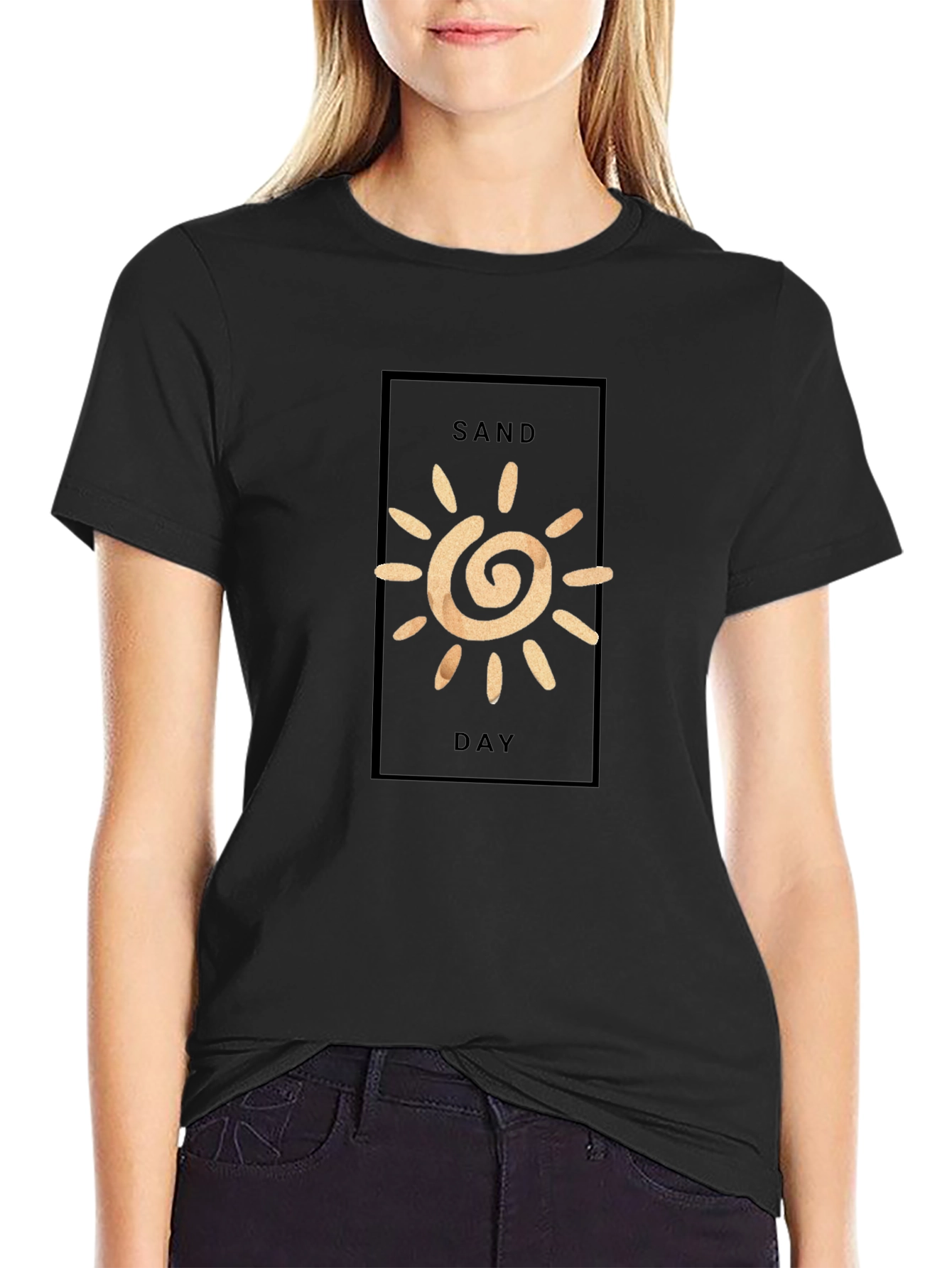 Sand Day Graphic Tee - Black Casual T-Shirt