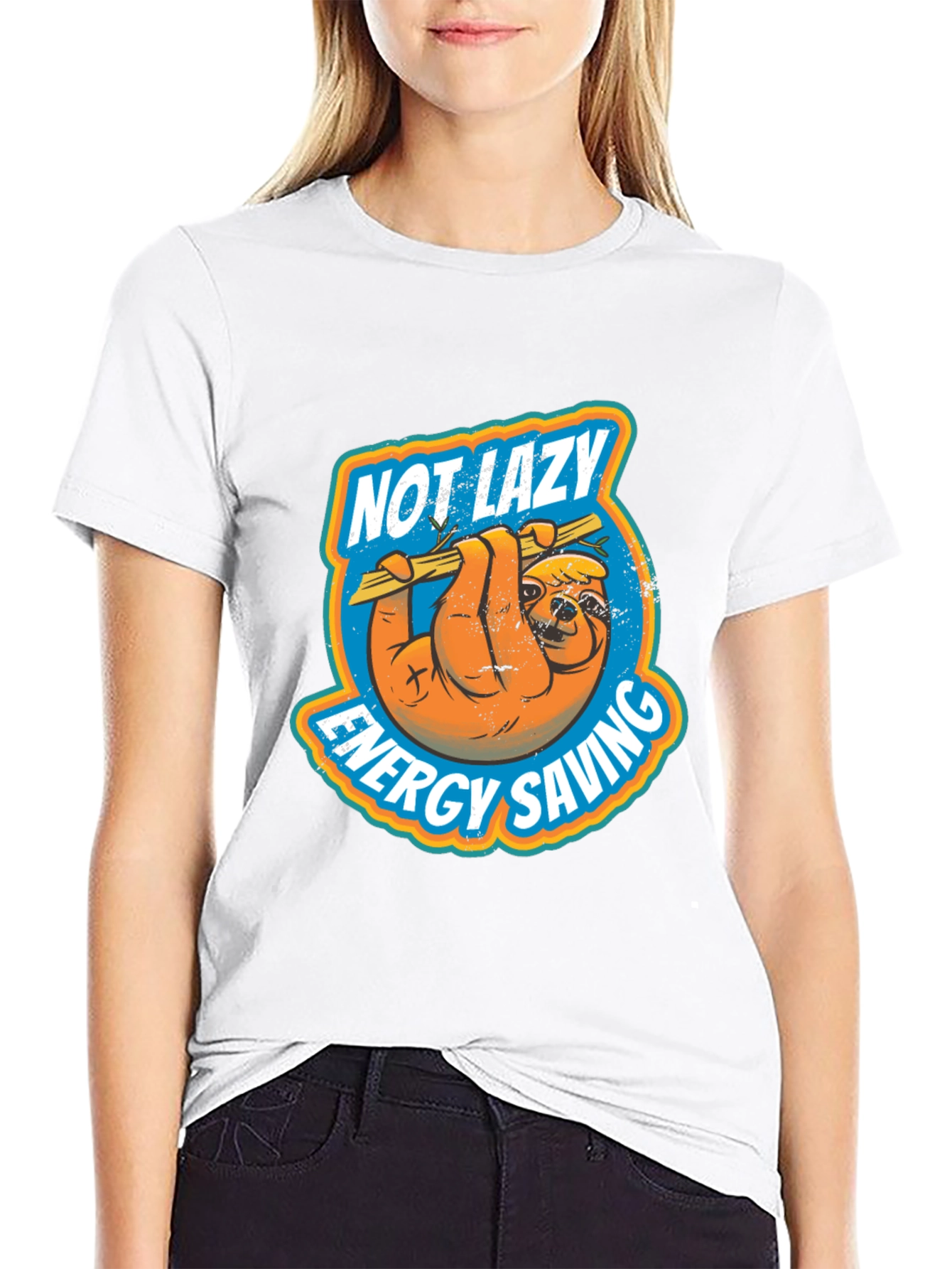 Not Lazy Energy Saving Sloth Graphic T-Shirt