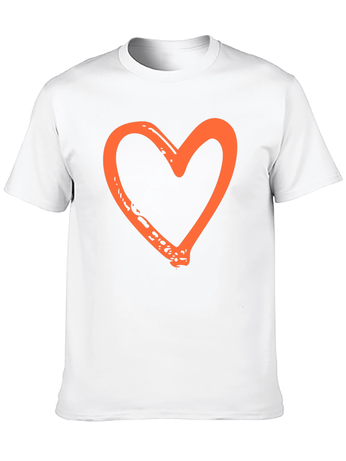 Orange Heart Graphic Black T-Shirt