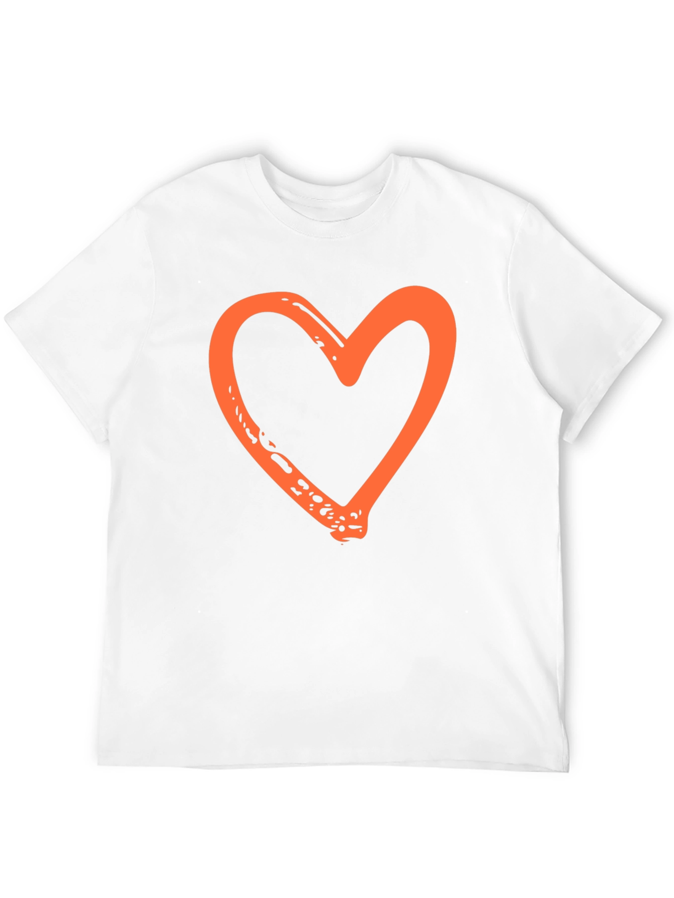 Orange Heart Graphic Black T-Shirt