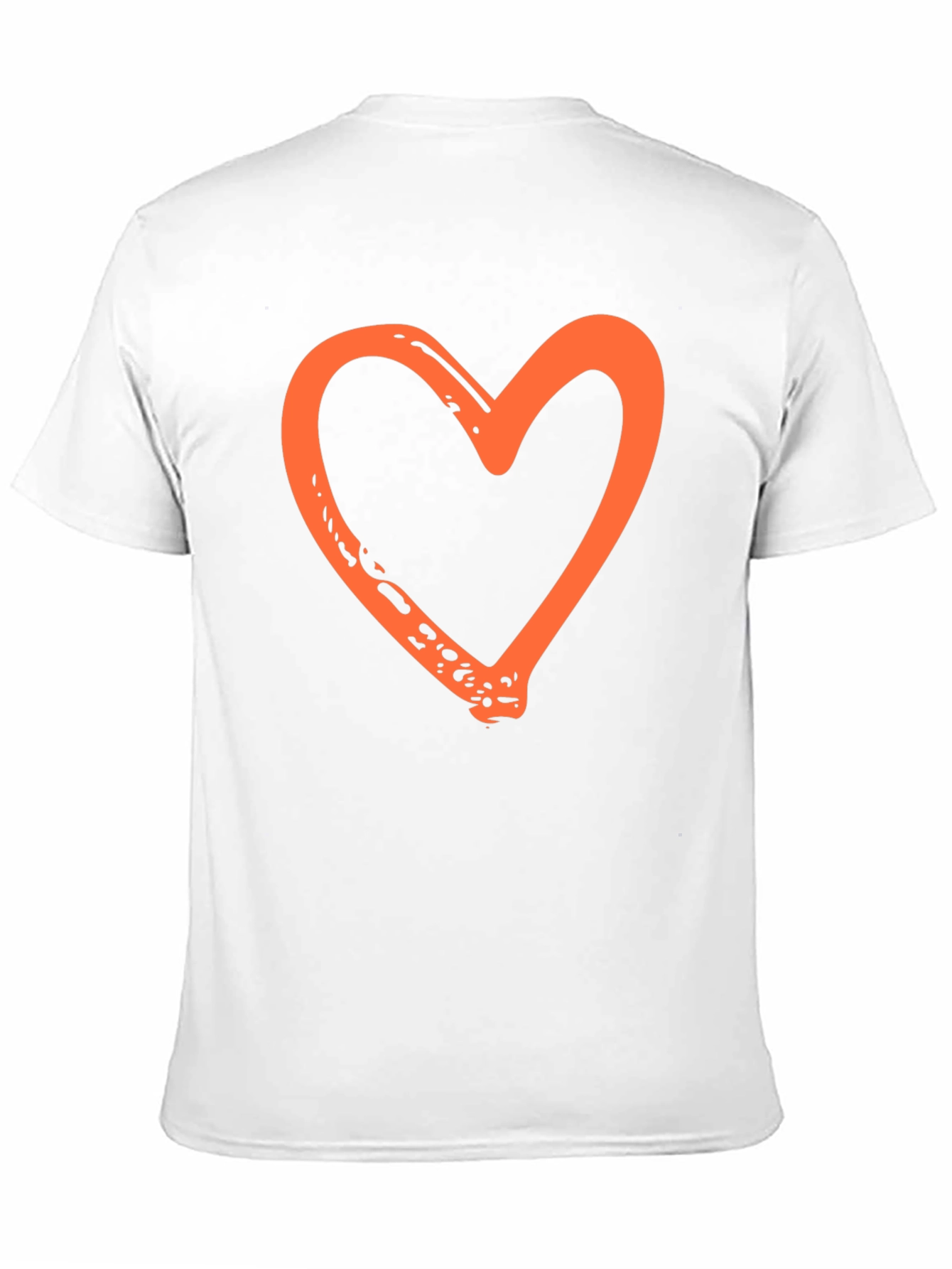 Orange Heart Graphic Black T-Shirt