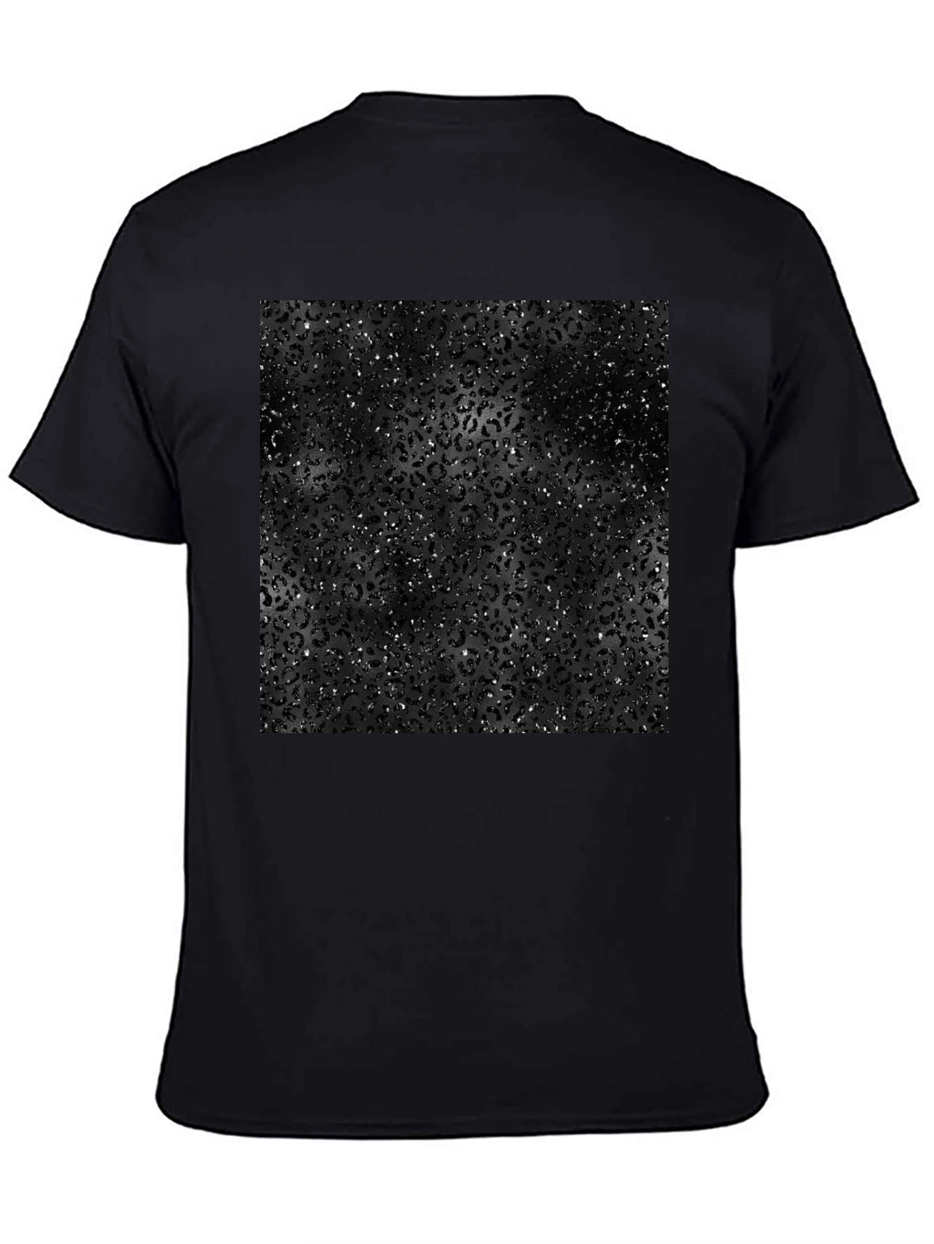 Mens Black Leopard Print Graphic Tee