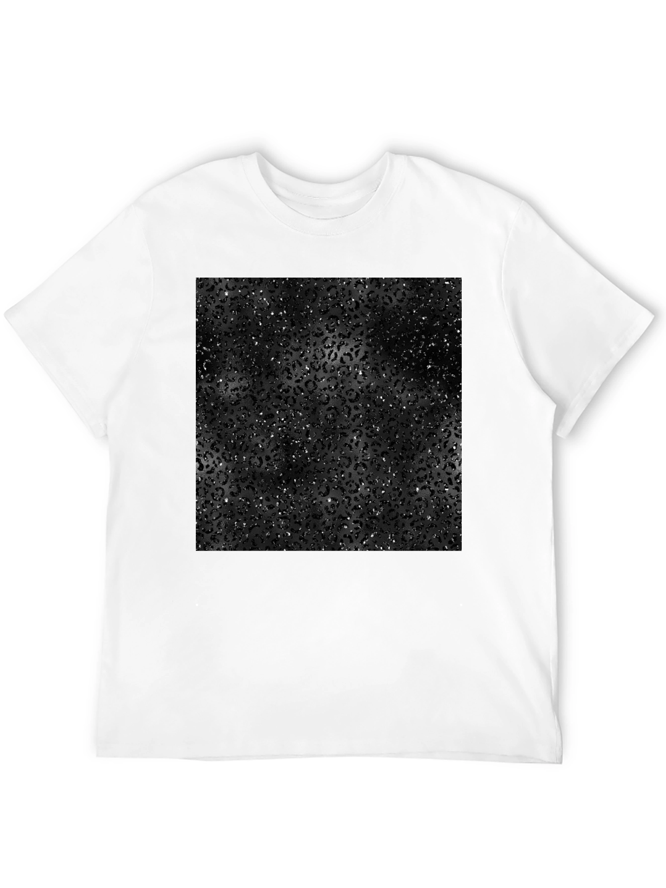 Mens Black Leopard Print Graphic Tee