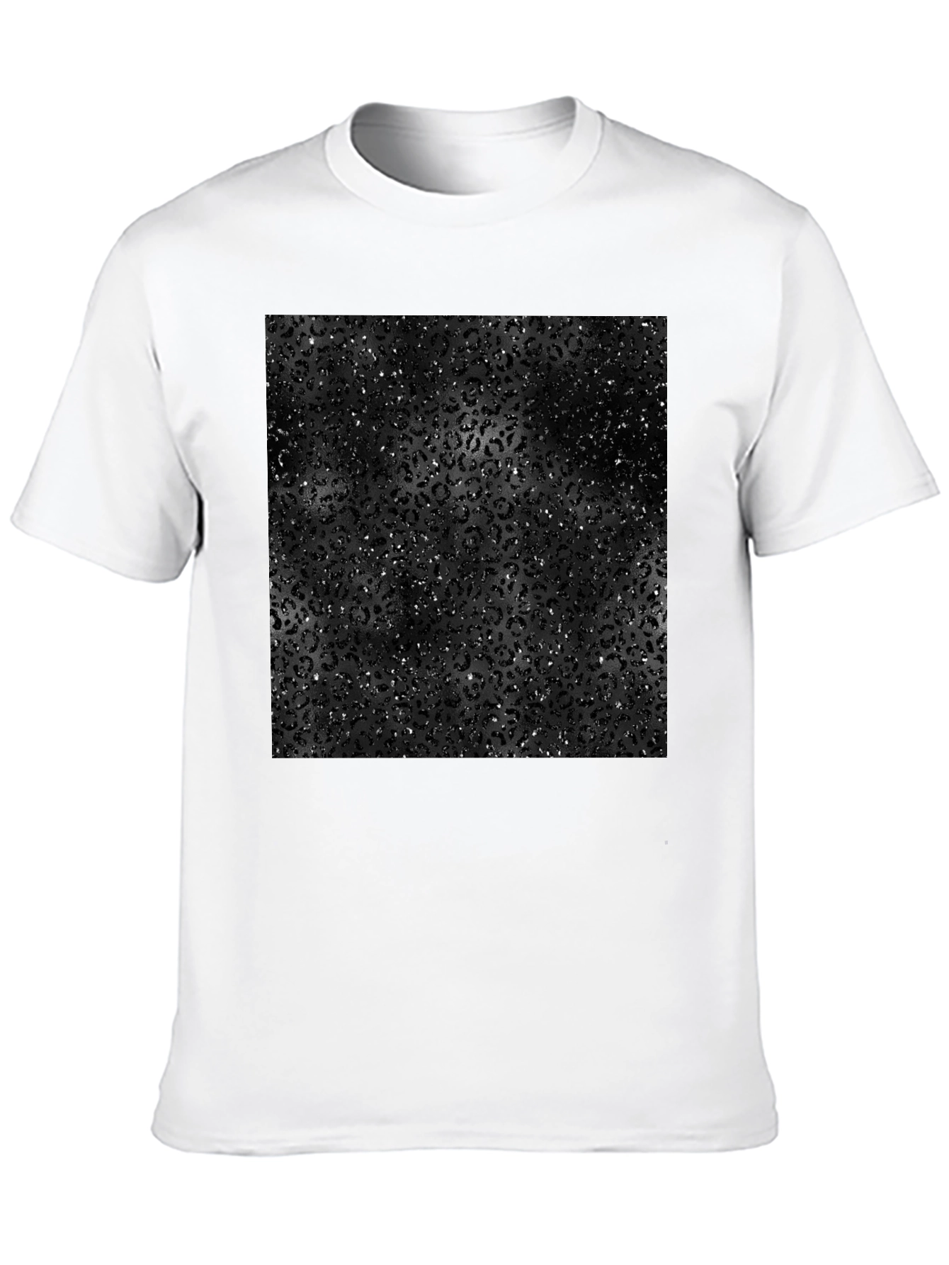 Mens Black Leopard Print Graphic Tee