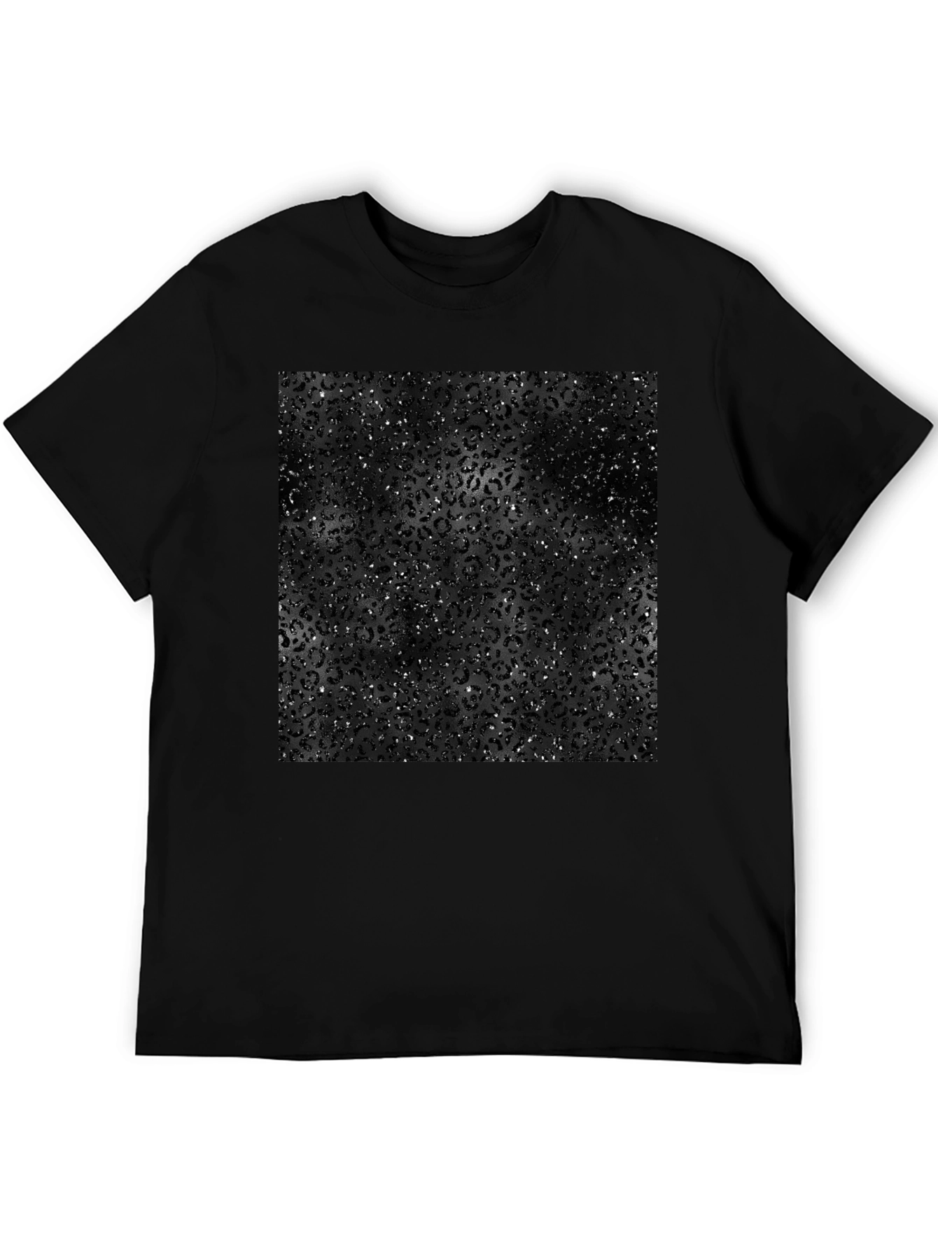 Mens Black Leopard Print Graphic Tee