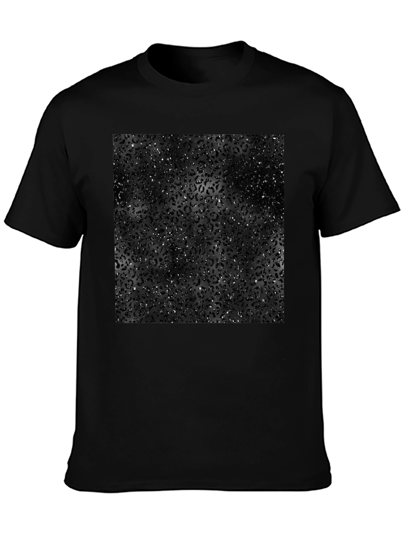 Mens Black Leopard Print Graphic Tee