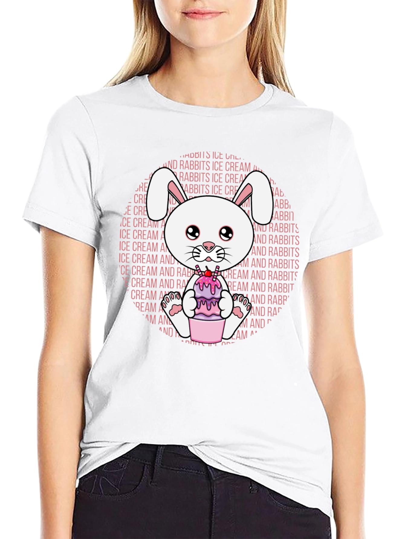 Cute Rabbit Ice Cream T-Shirt