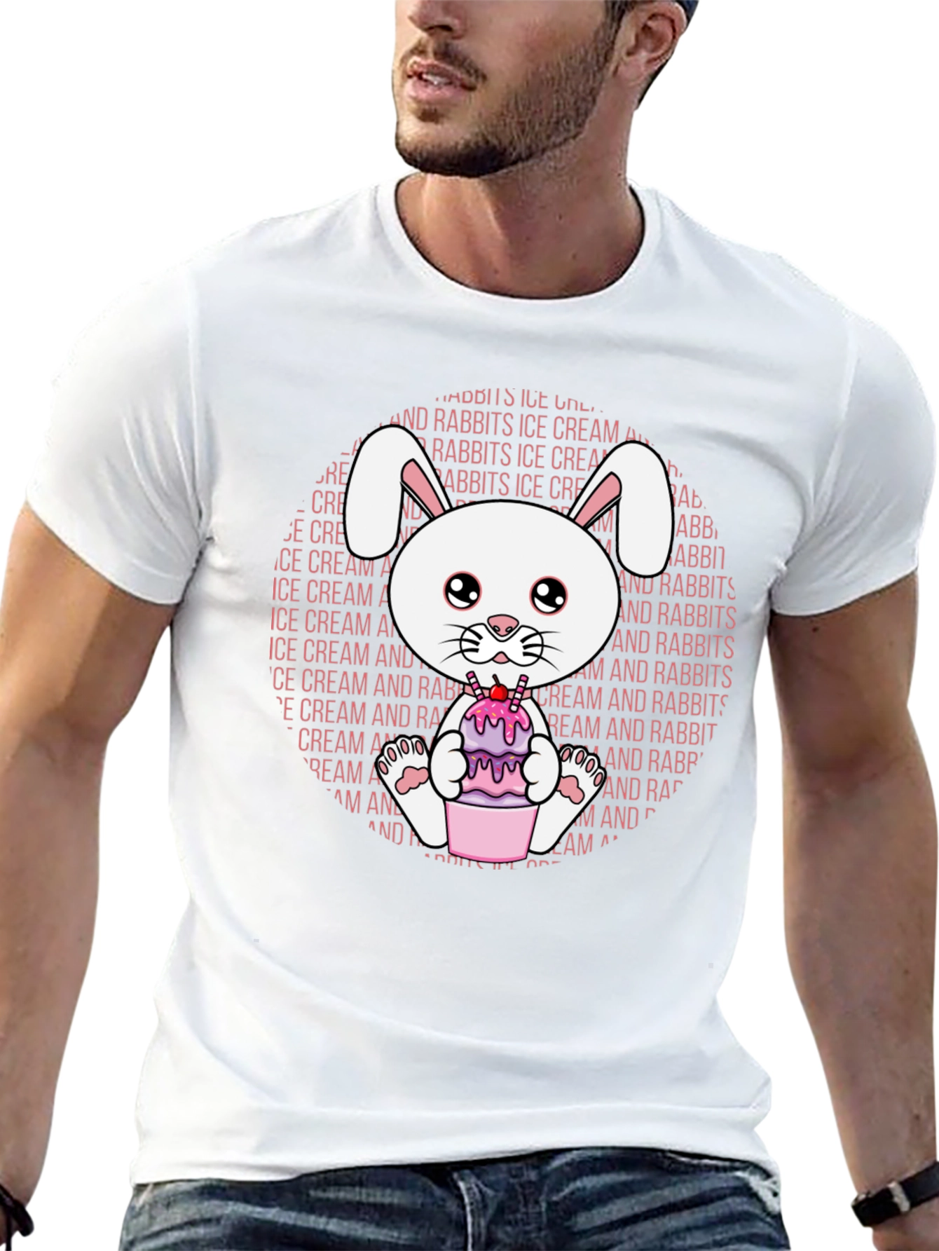 Cute Rabbit Ice Cream T-Shirt