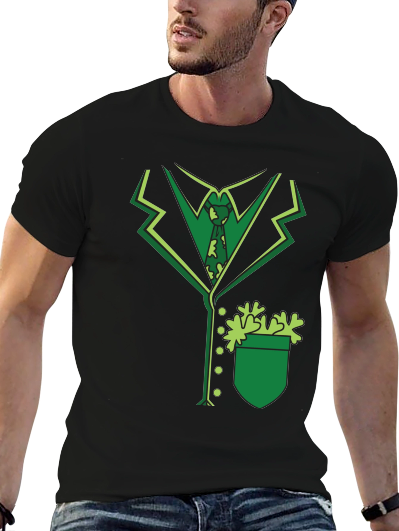 St. Patricks Day Suit T-Shirt - Green Shamrock Outfit