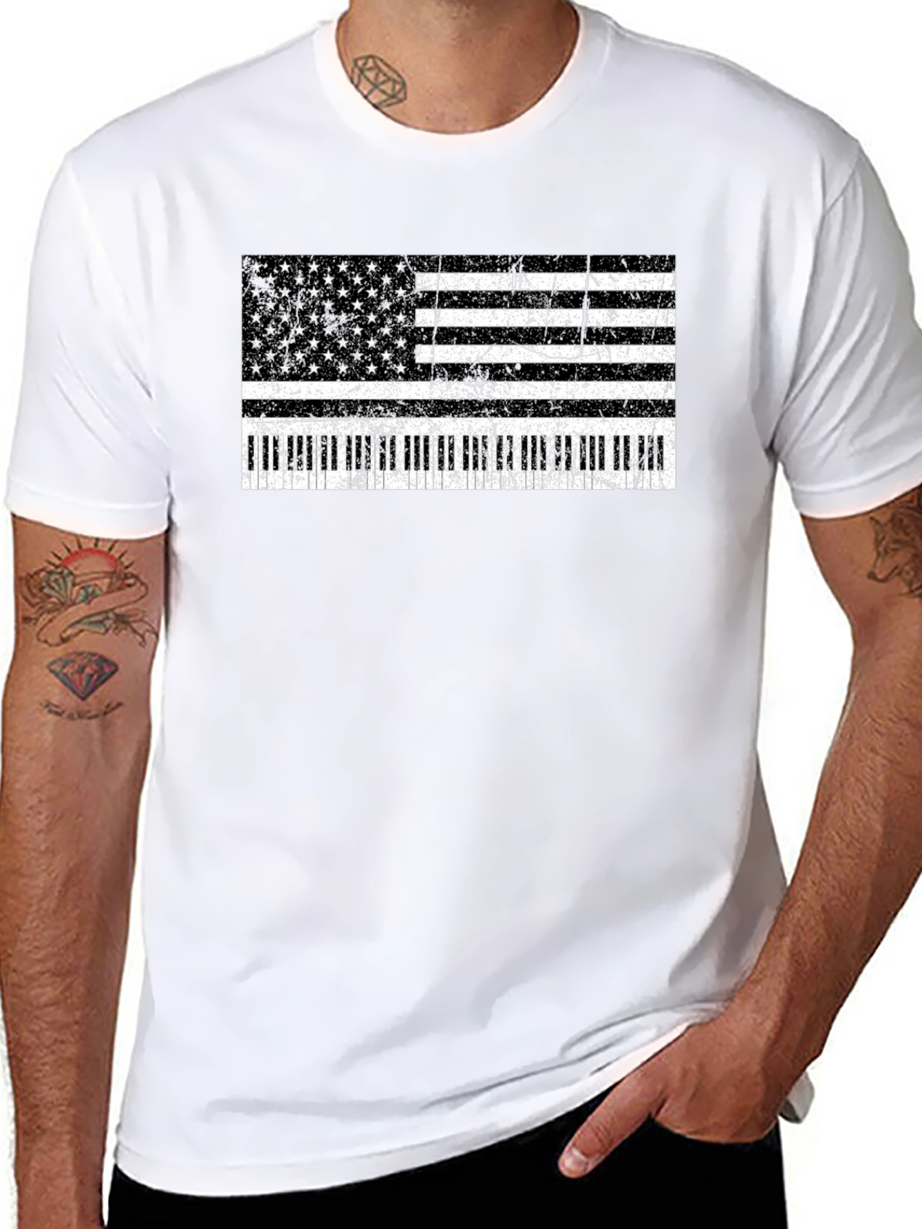 American Flag Piano Keys T-Shirt