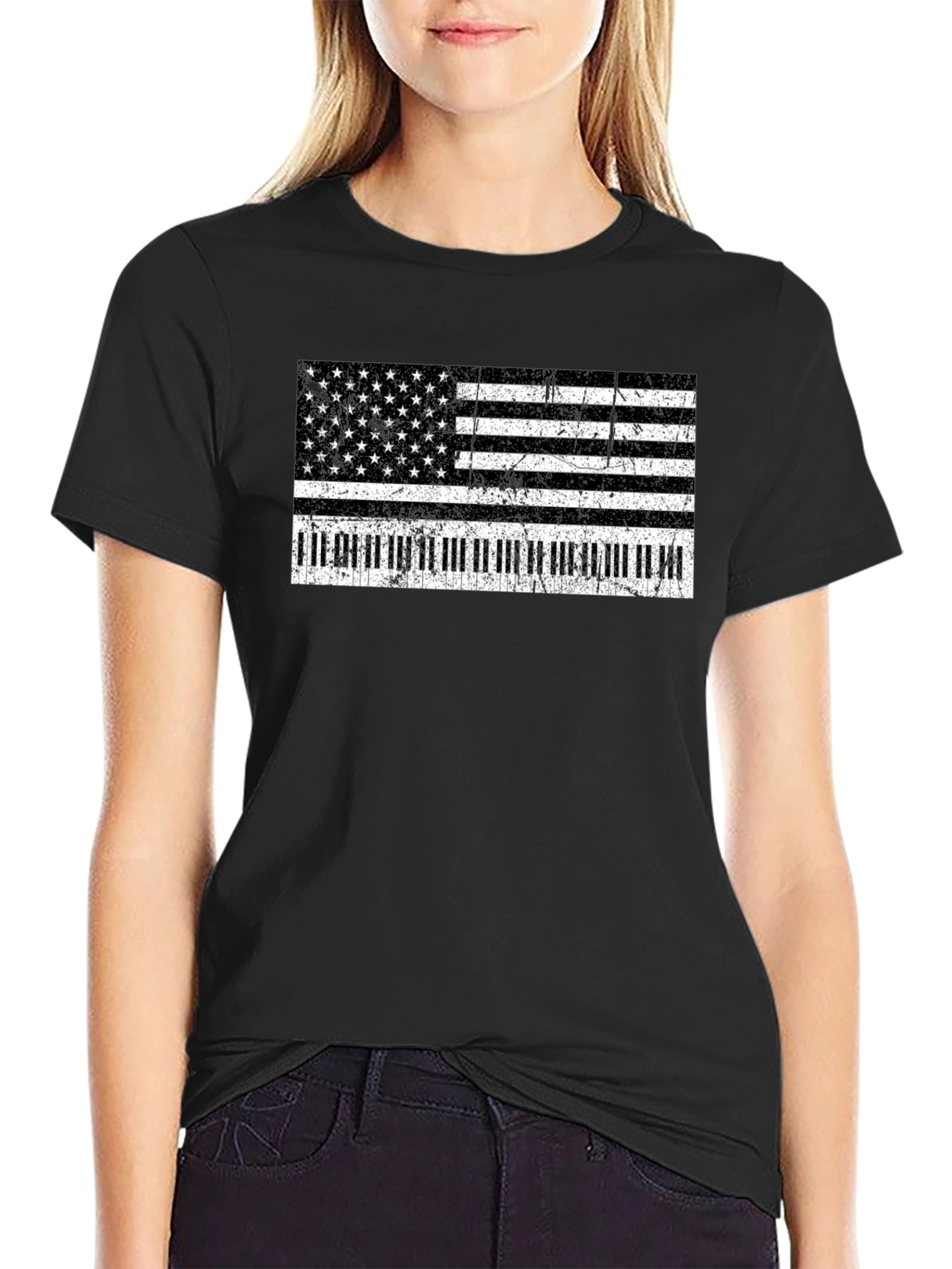 American Flag Piano Keys T-Shirt