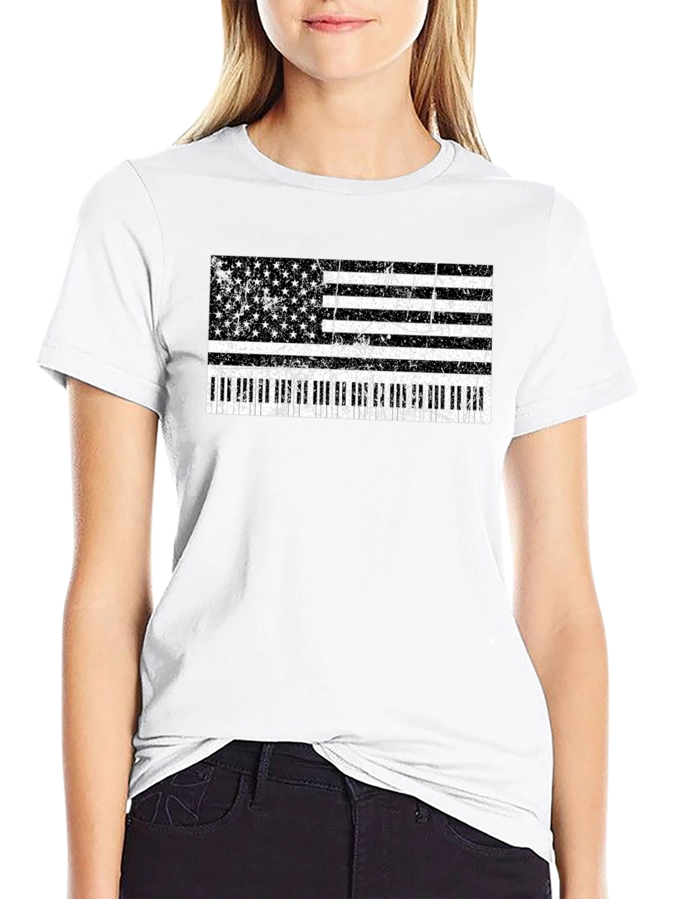 American Flag Piano Keys T-Shirt