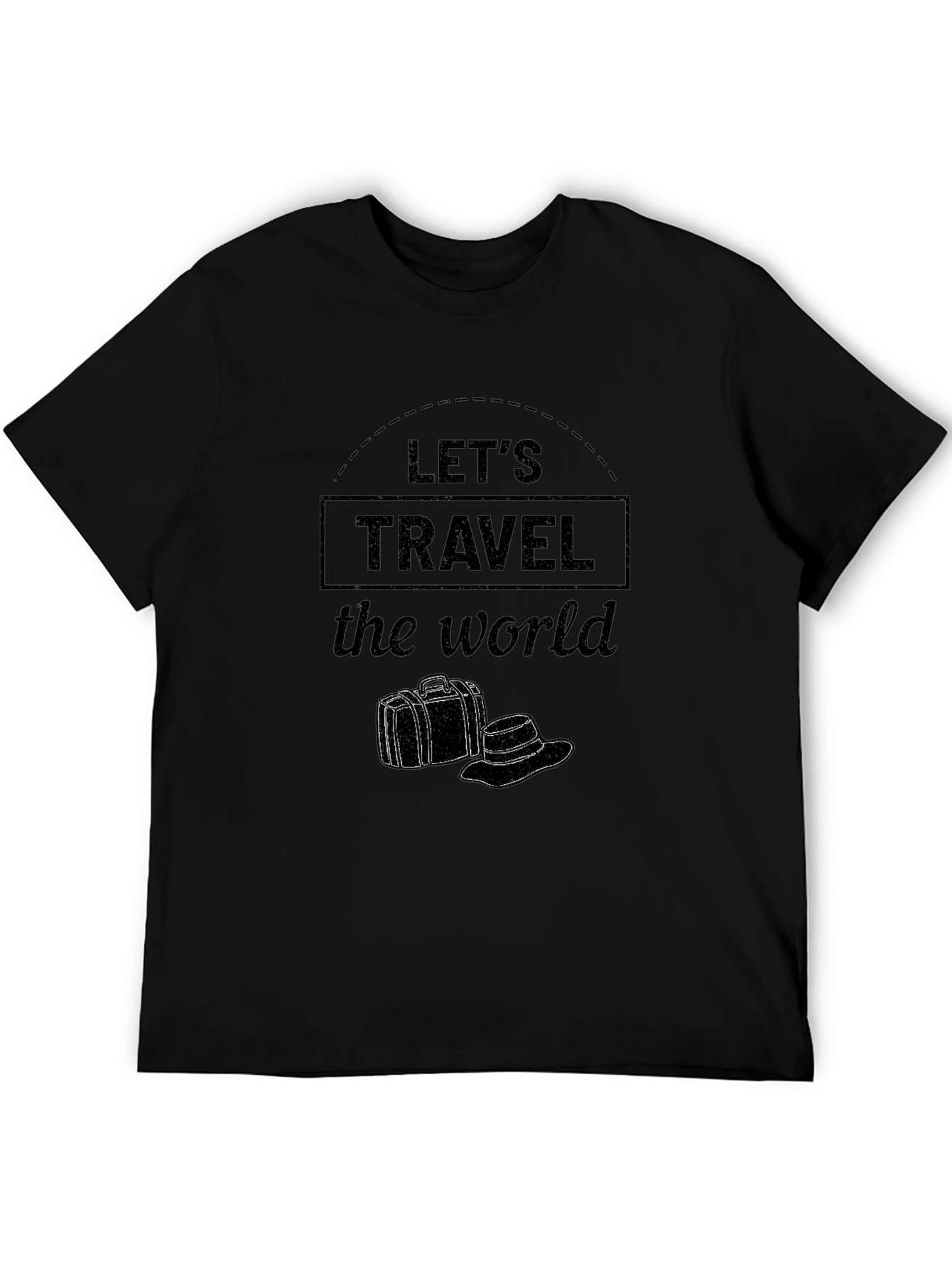 Lets Travel the World Black Graphic Tee