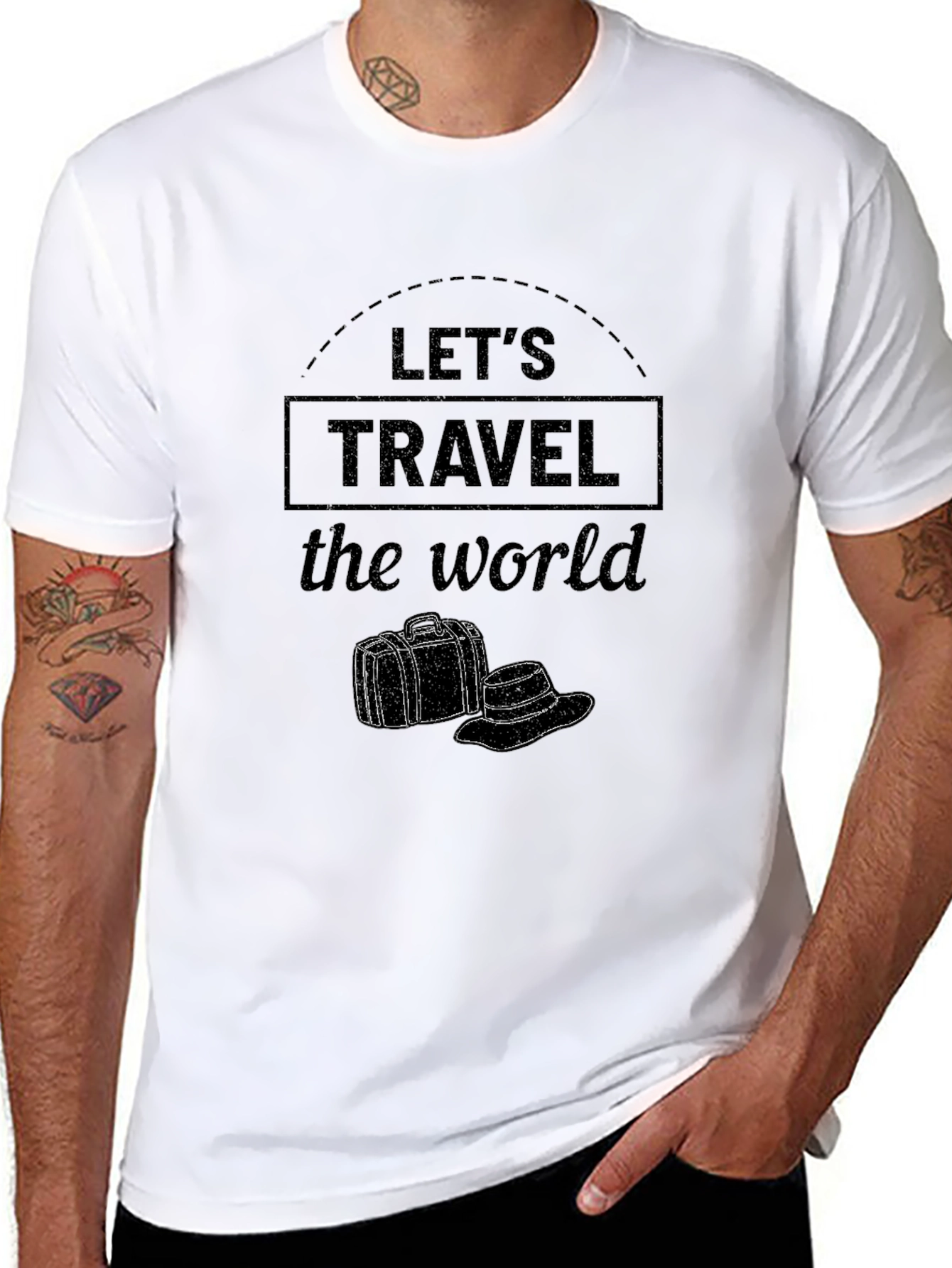 Lets Travel the World Black Graphic Tee