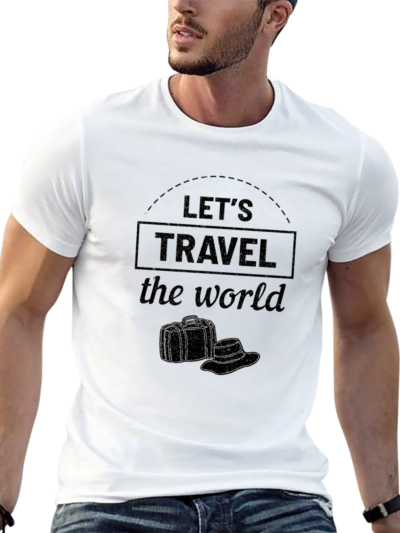Lets Travel the World Black Graphic Tee