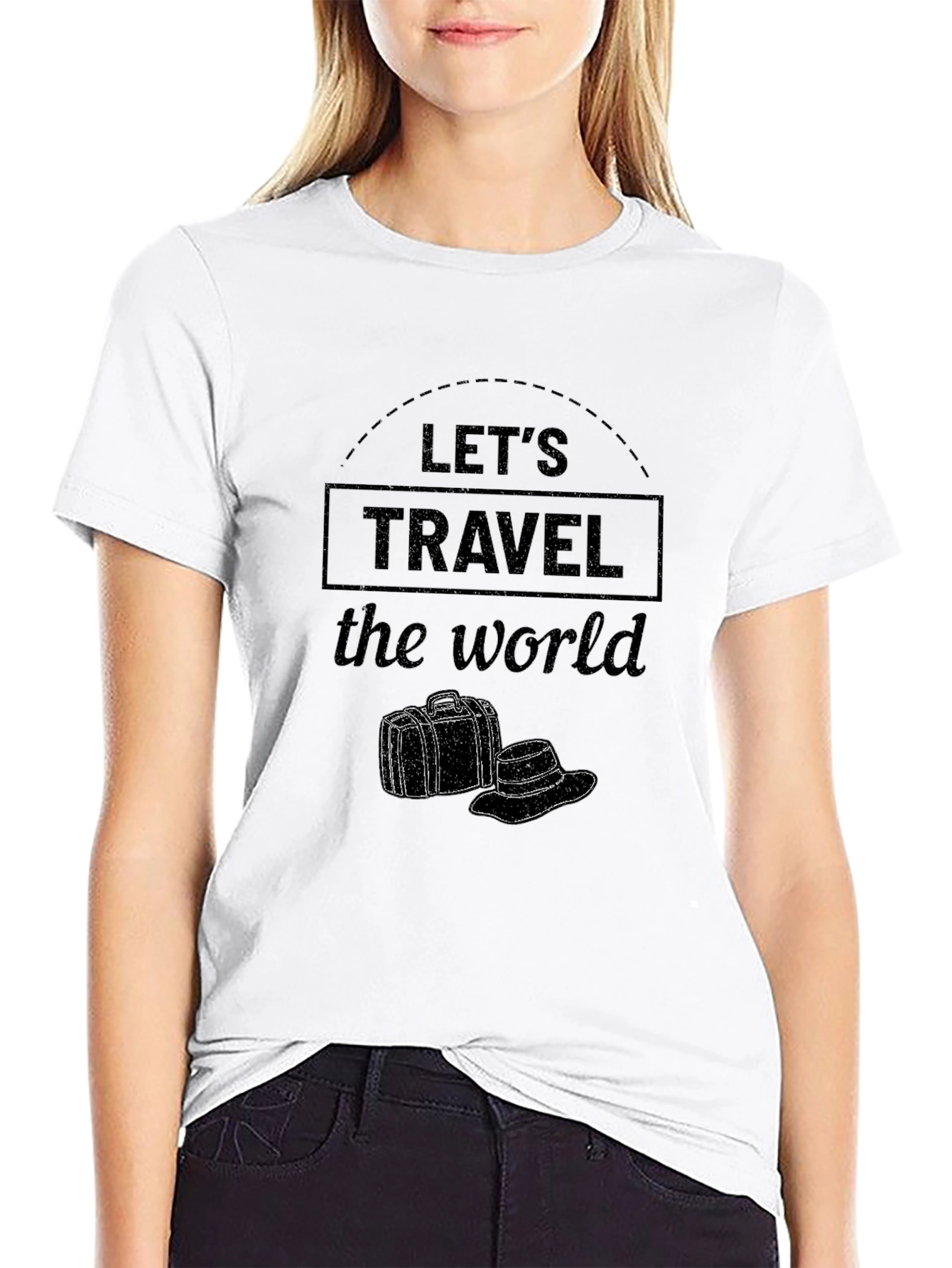 Lets Travel the World Black Graphic Tee