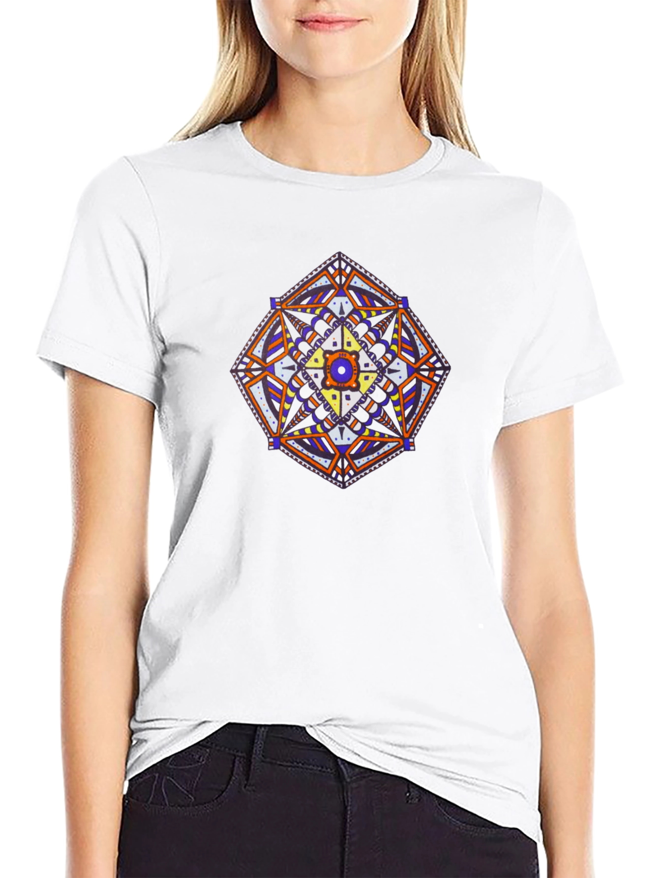 Geometric Mandala Graphic Black T-Shirt