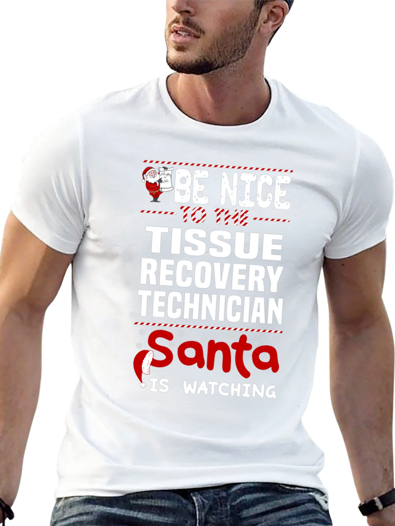 Be Nice Tissue Recovery Tech Santa Watching T-Shirt