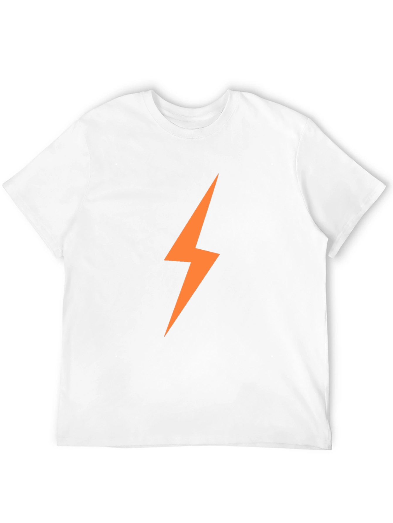 Mens Black T-Shirt with Orange Lightning Bolt