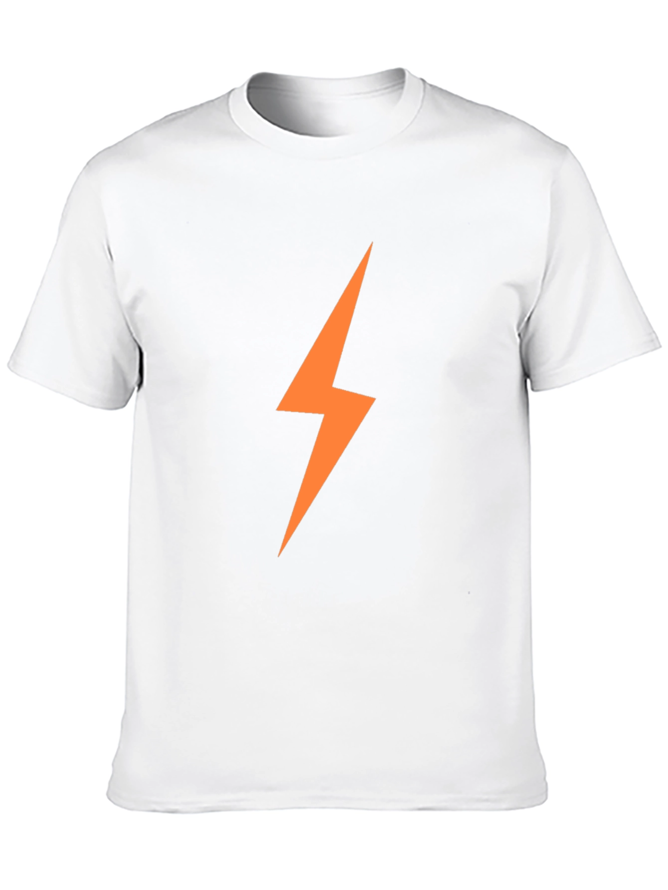 Mens Black T-Shirt with Orange Lightning Bolt
