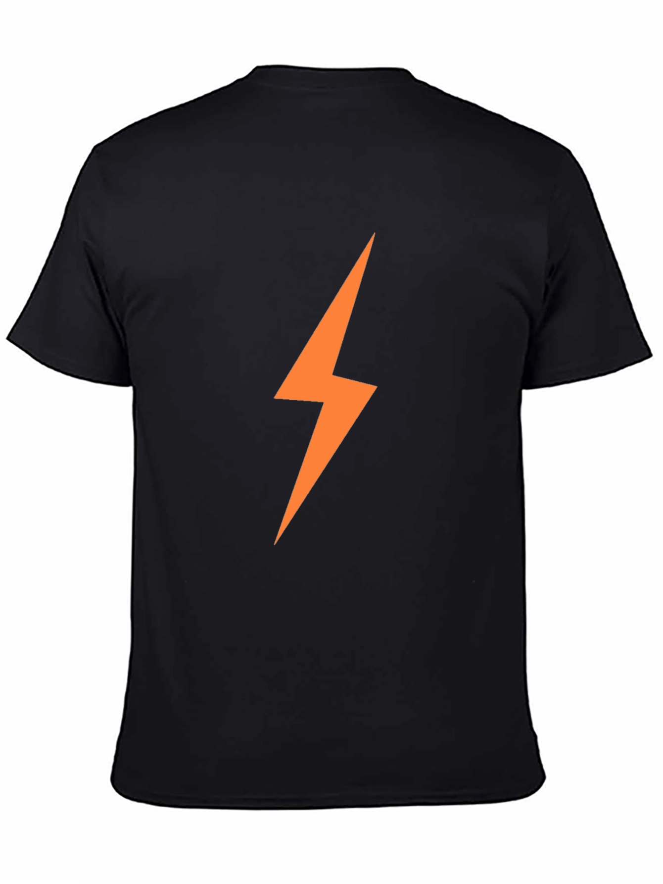 Mens Black T-Shirt with Orange Lightning Bolt