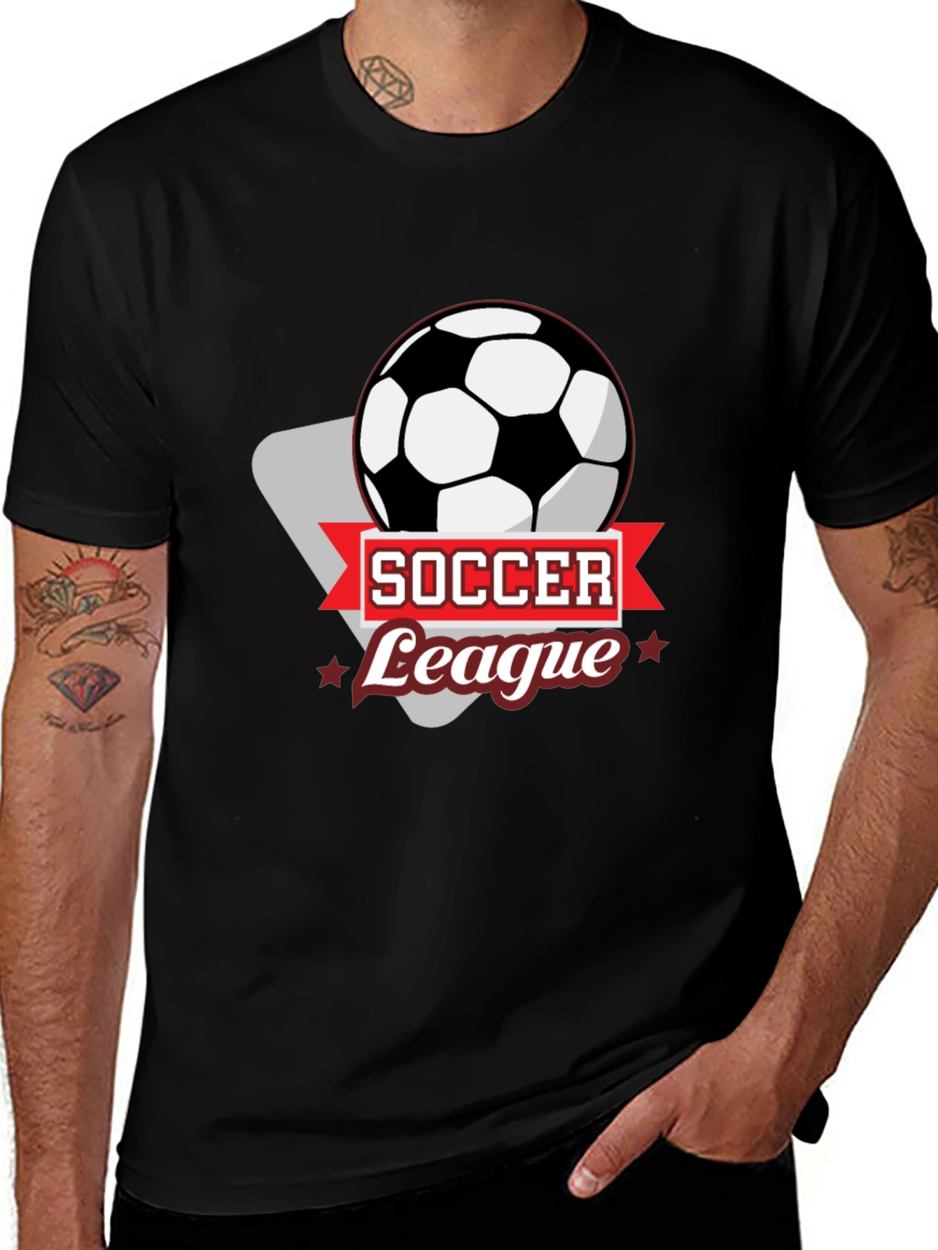 Soccer League T-Shirt - Black Graphic Tee