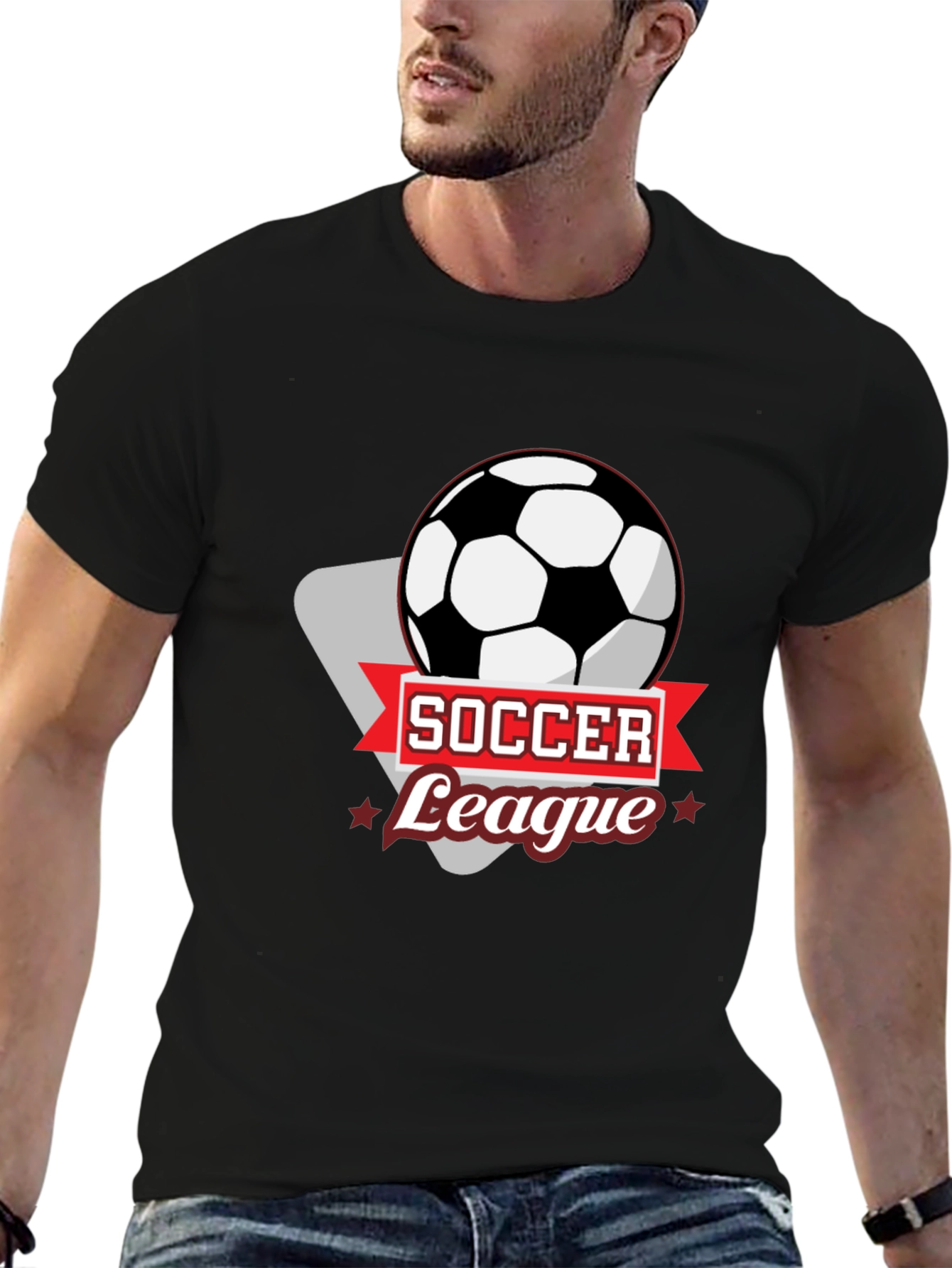 Soccer League T-Shirt - Black Graphic Tee