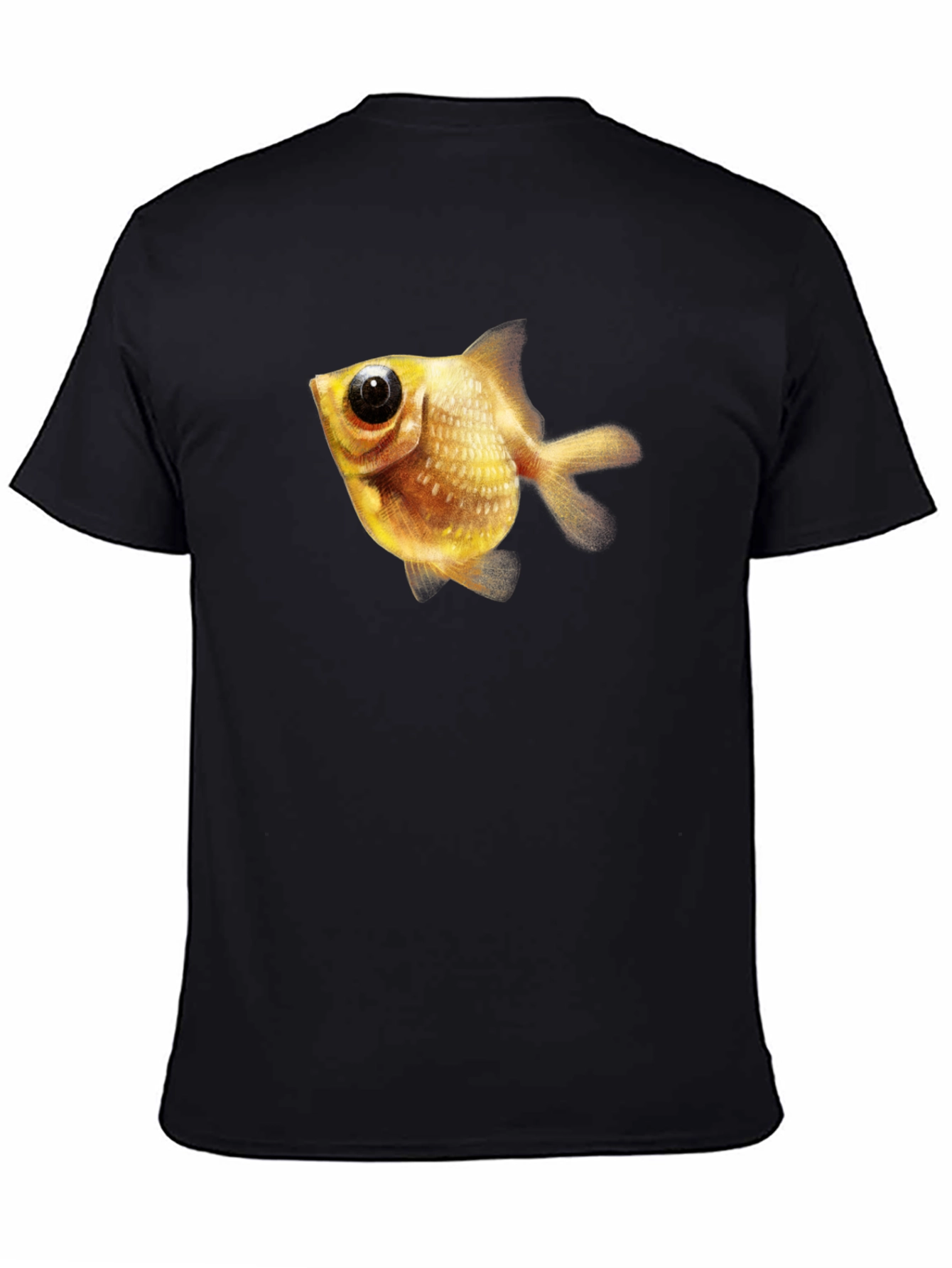Mens Black T-Shirt with Goldfish Graphic