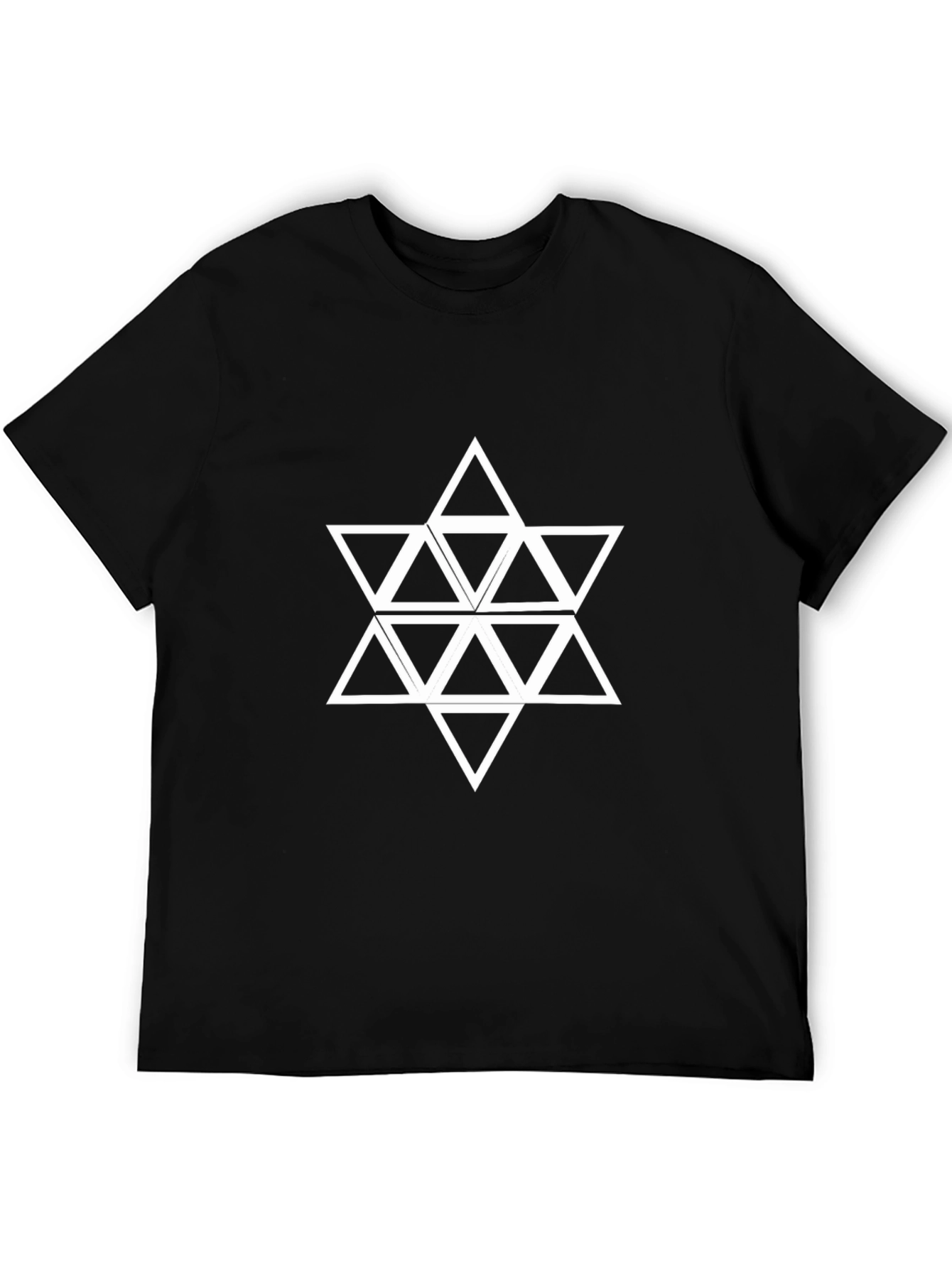 Geometric Triangle Star Graphic Tee - Black