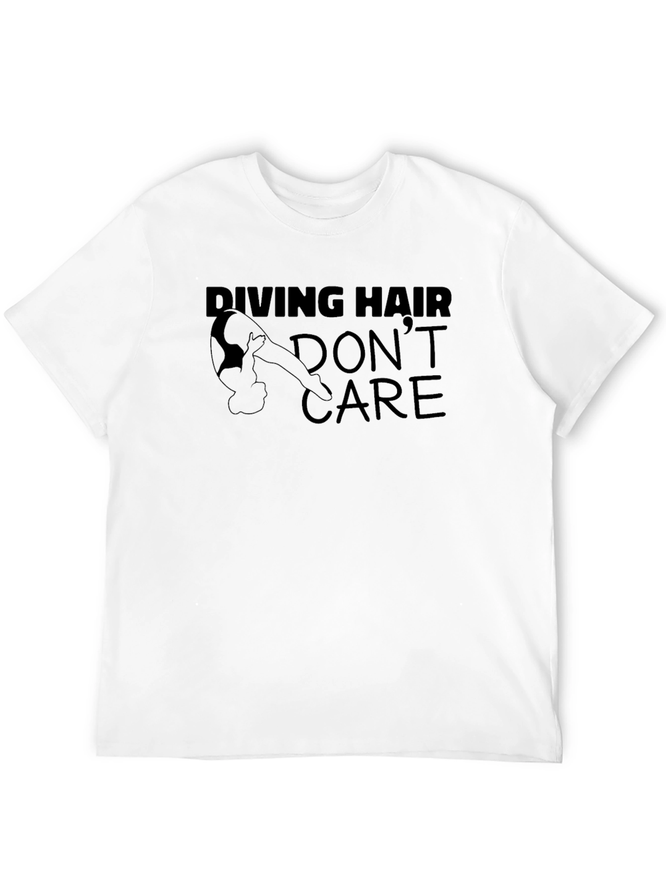 Diving Hair Dont Care Black T-Shirt