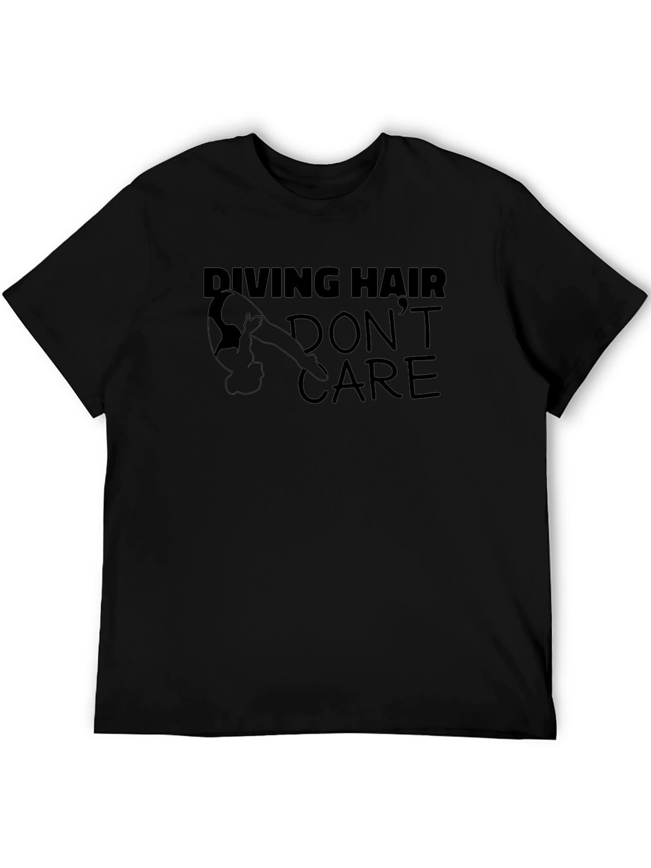 Diving Hair Dont Care Black T-Shirt