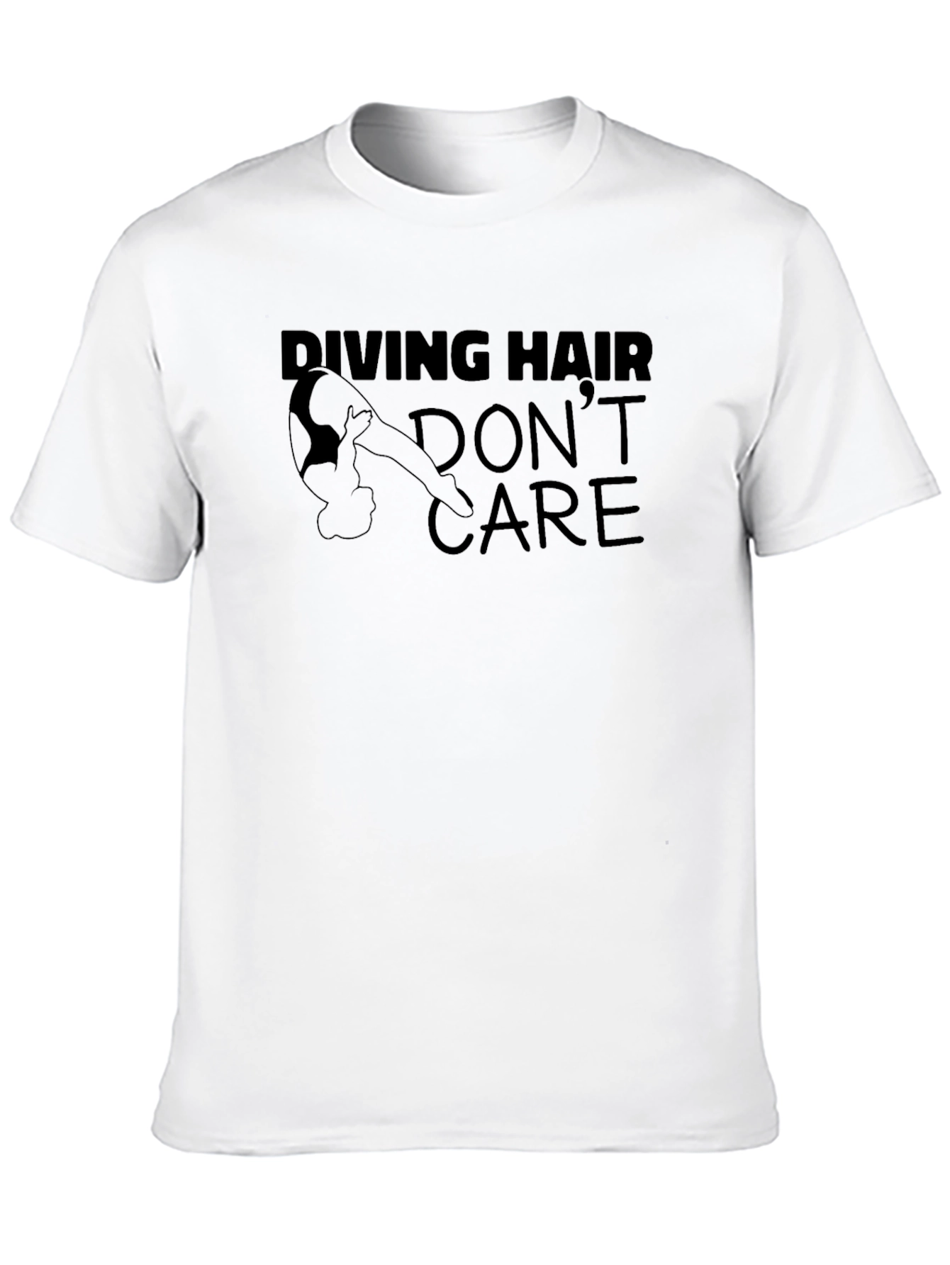 Diving Hair Dont Care Black T-Shirt