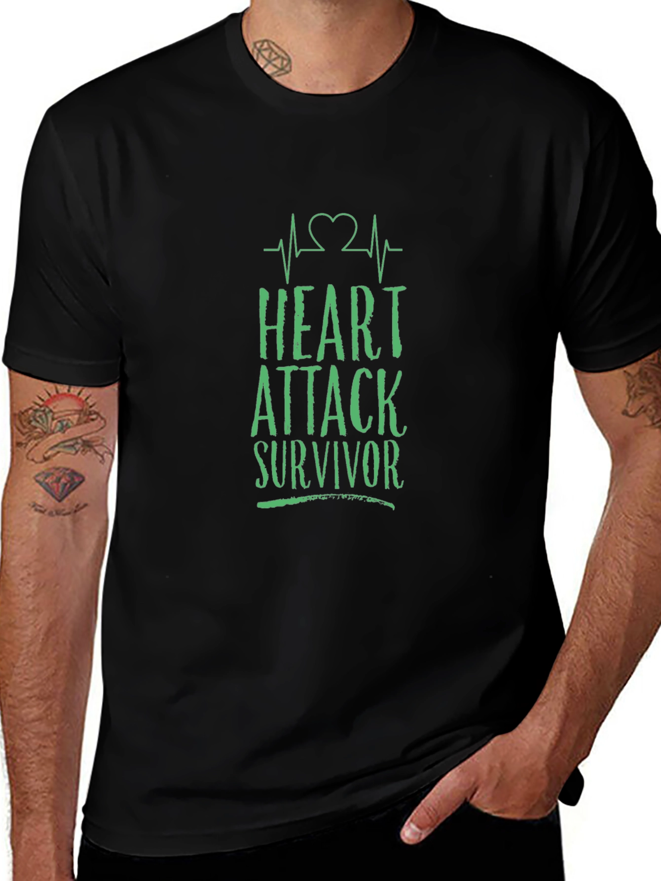 Heart Attack Survivor Graphic Tee - Black Cotton