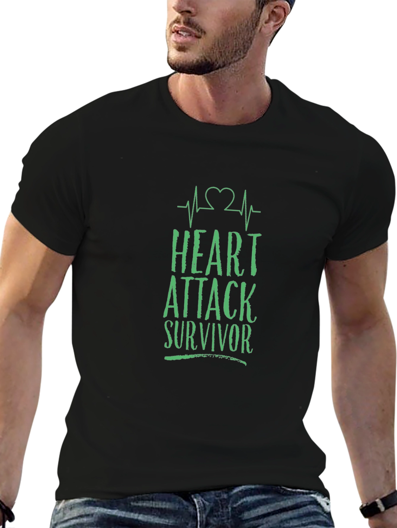 Heart Attack Survivor Graphic Tee - Black Cotton