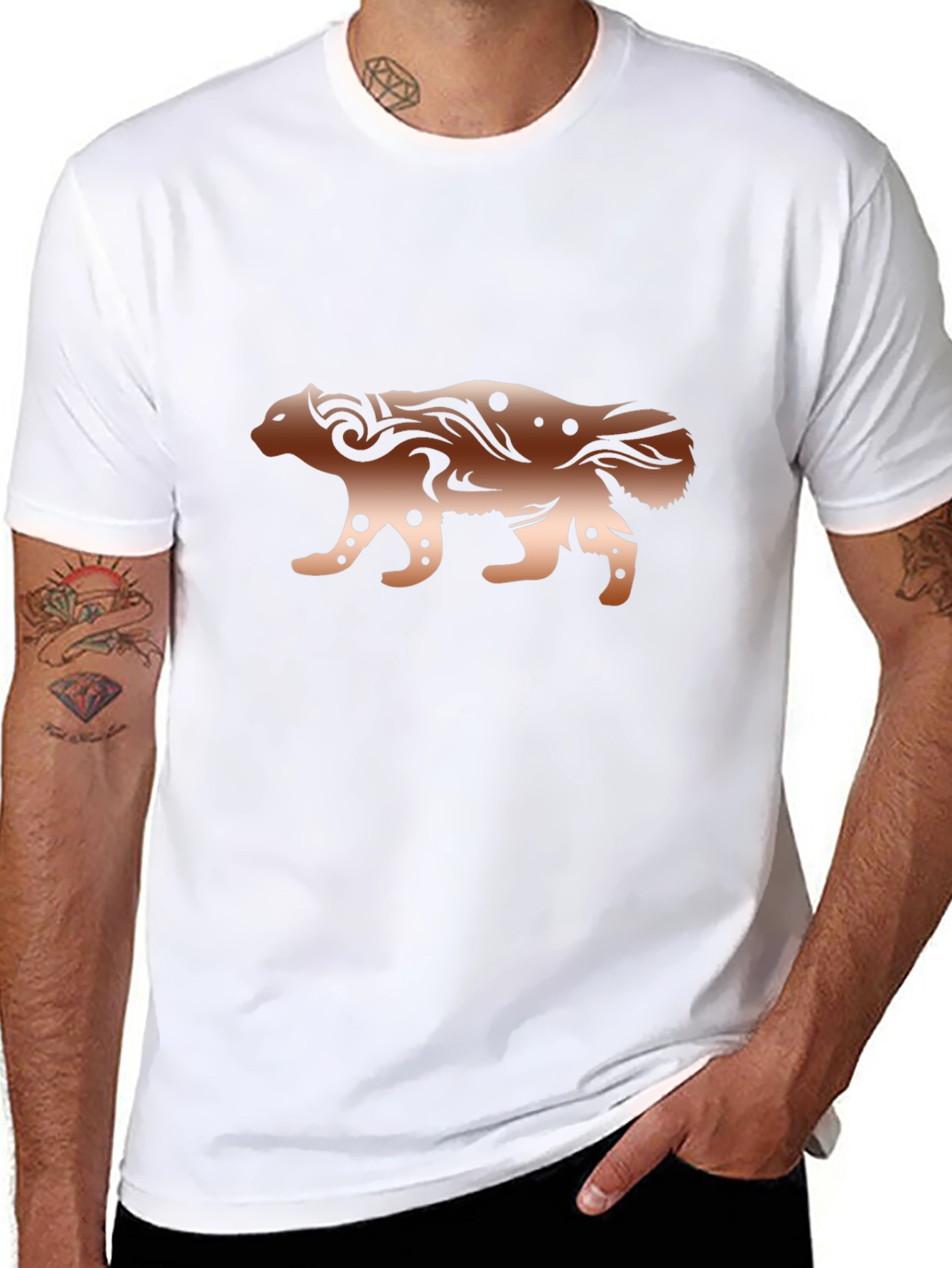 Abstract Hyena Graphic Black T-Shirt