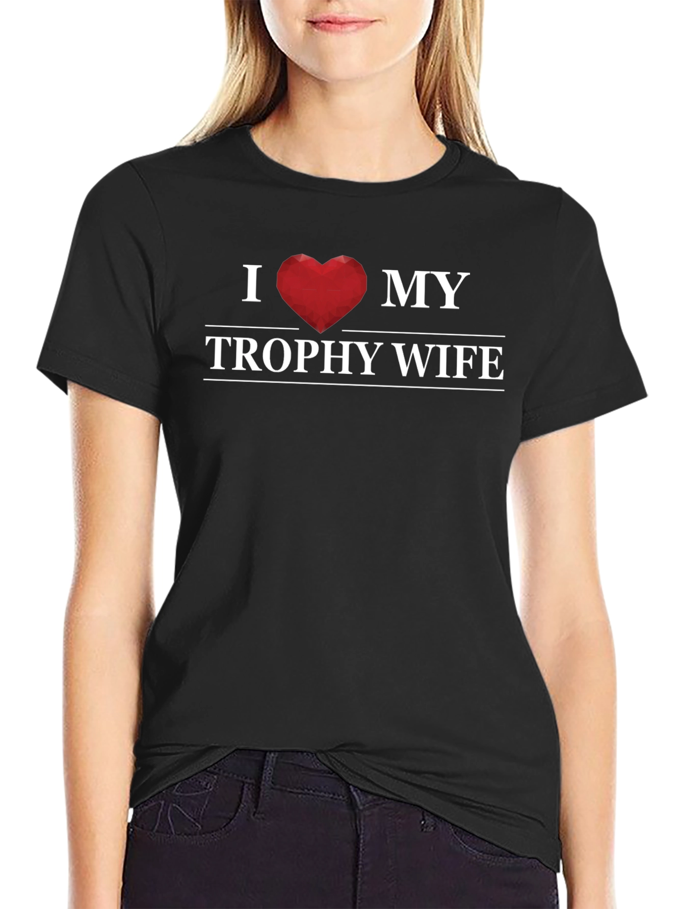 I Heart My Trophy Wife Graphic T-Shirt - Black