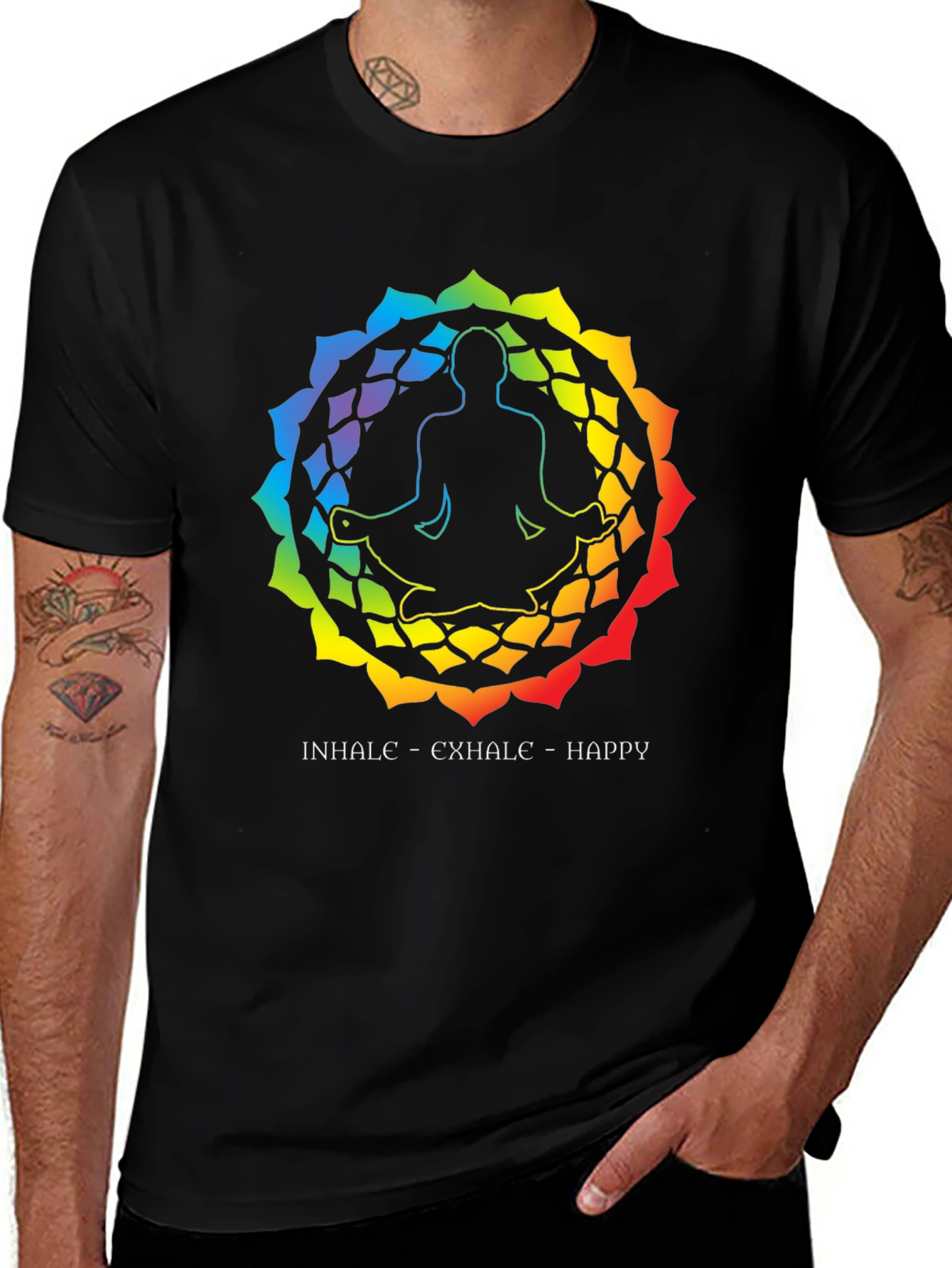 Yoga Meditation Rainbow Mandala Graphic T-Shirt