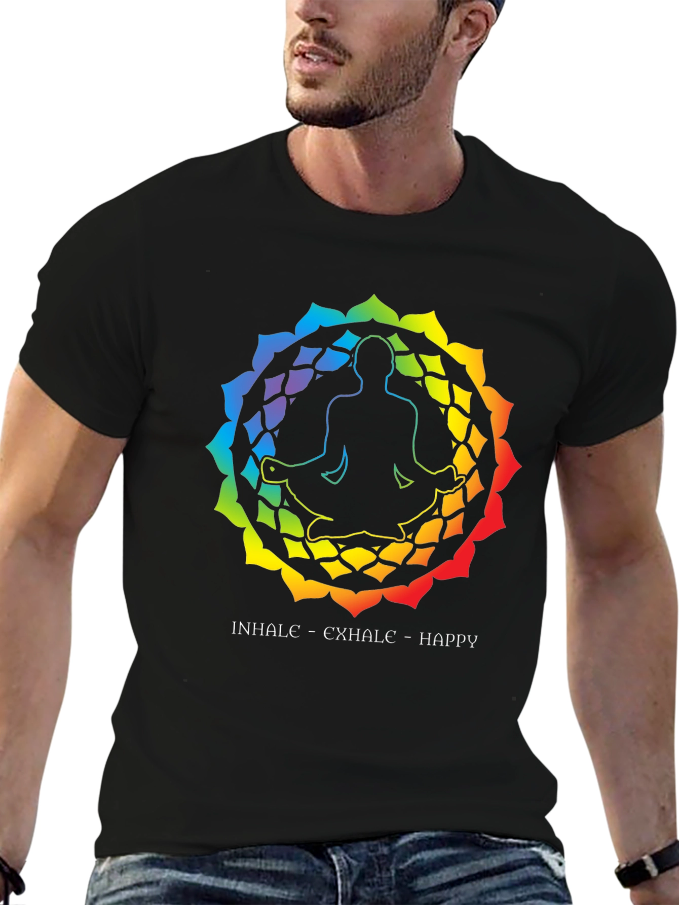 Yoga Meditation Rainbow Mandala Graphic T-Shirt