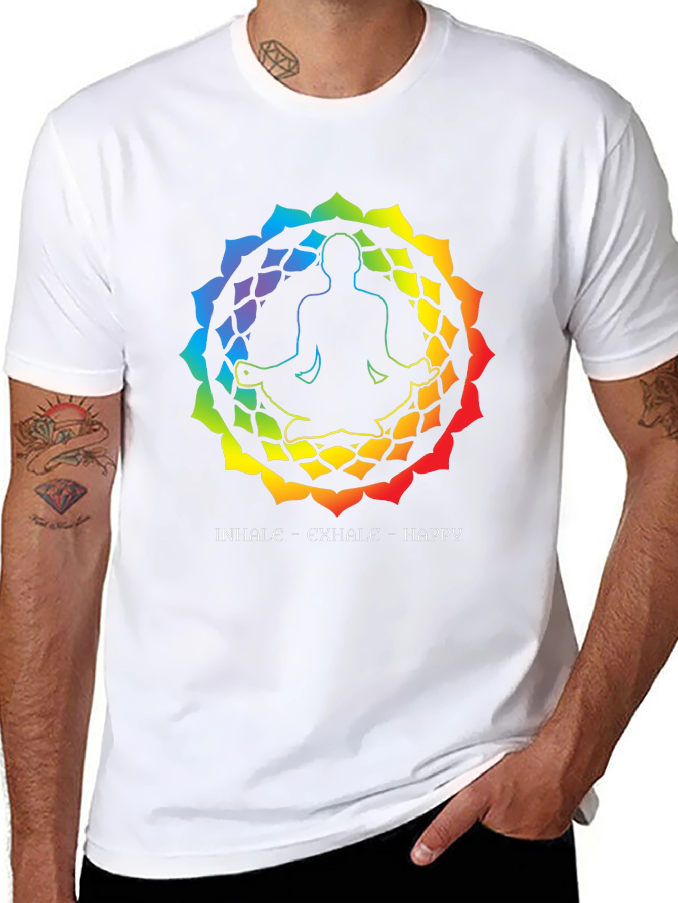 Yoga Meditation Rainbow Mandala Graphic T-Shirt